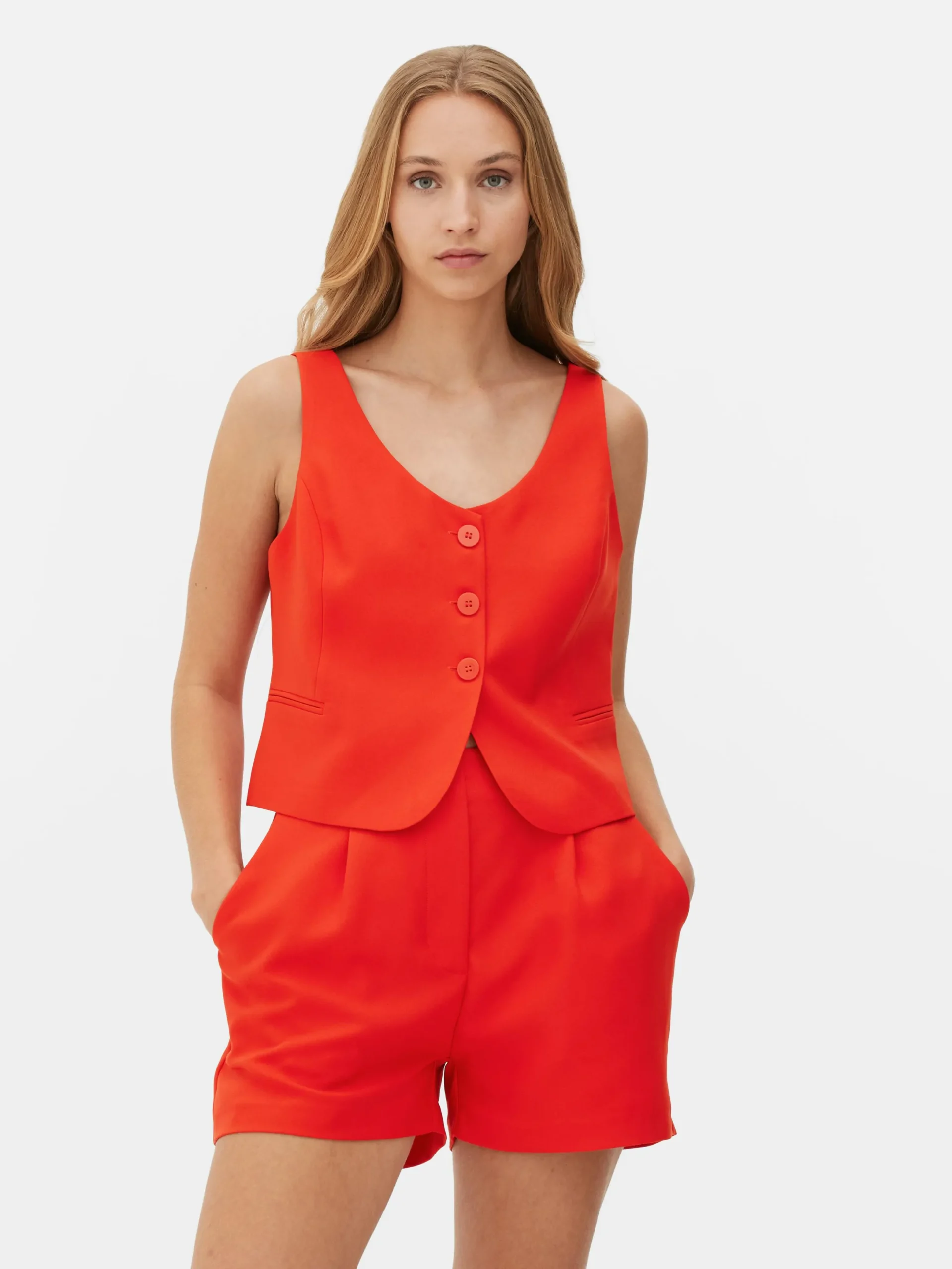 Blazers|Primark Gilet De Costume à Encolure Décolletée Rouge vif