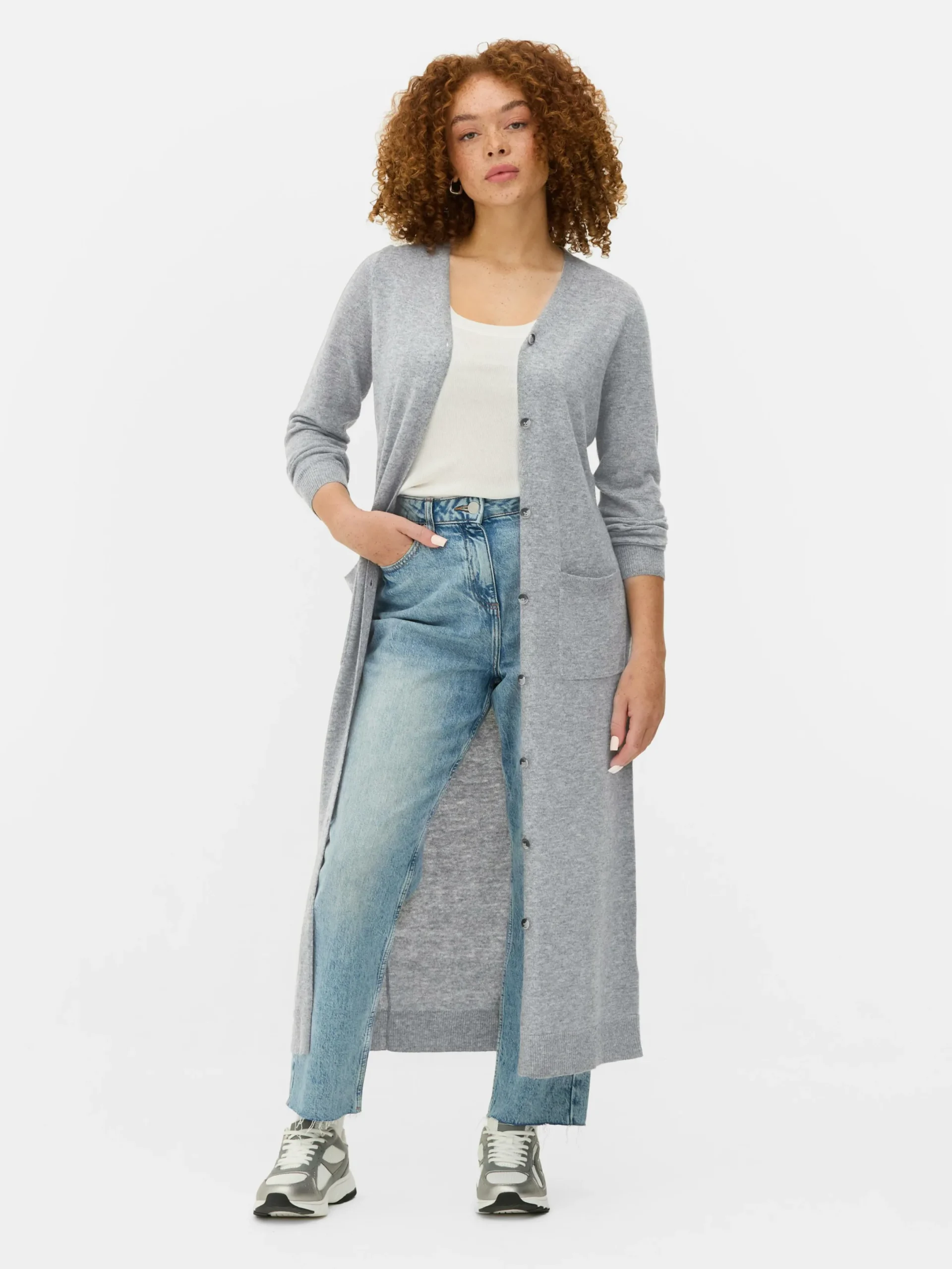 Pulls Et Gilets|Primark Gilet Long Boutonné Gris