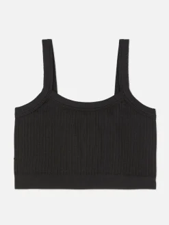 Hauts Et T-Shirts|Primark Haut Court à Texture Côtelée Noir
