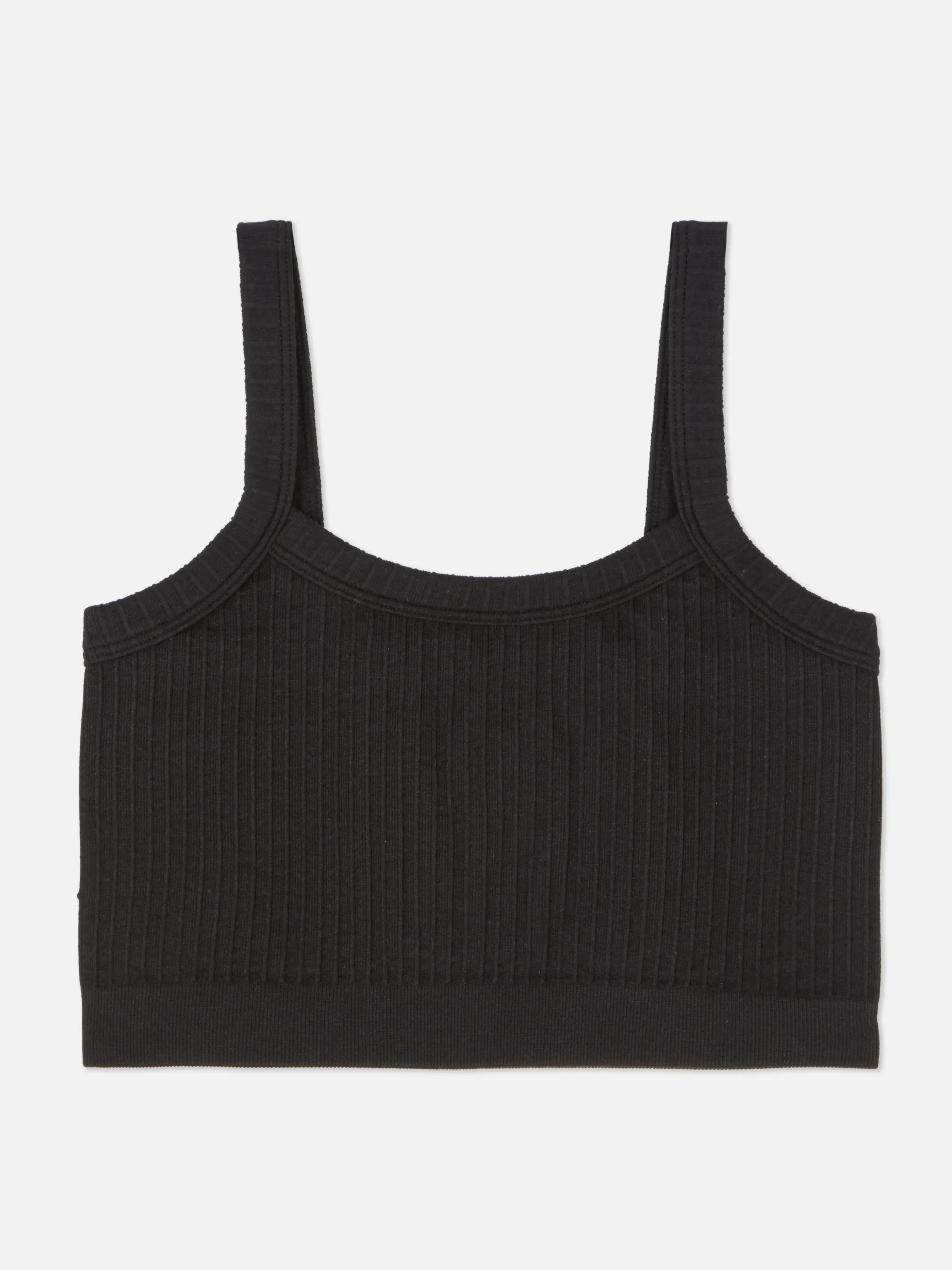 Hauts Et T-Shirts|Primark Haut Court à Texture Côtelée Noir