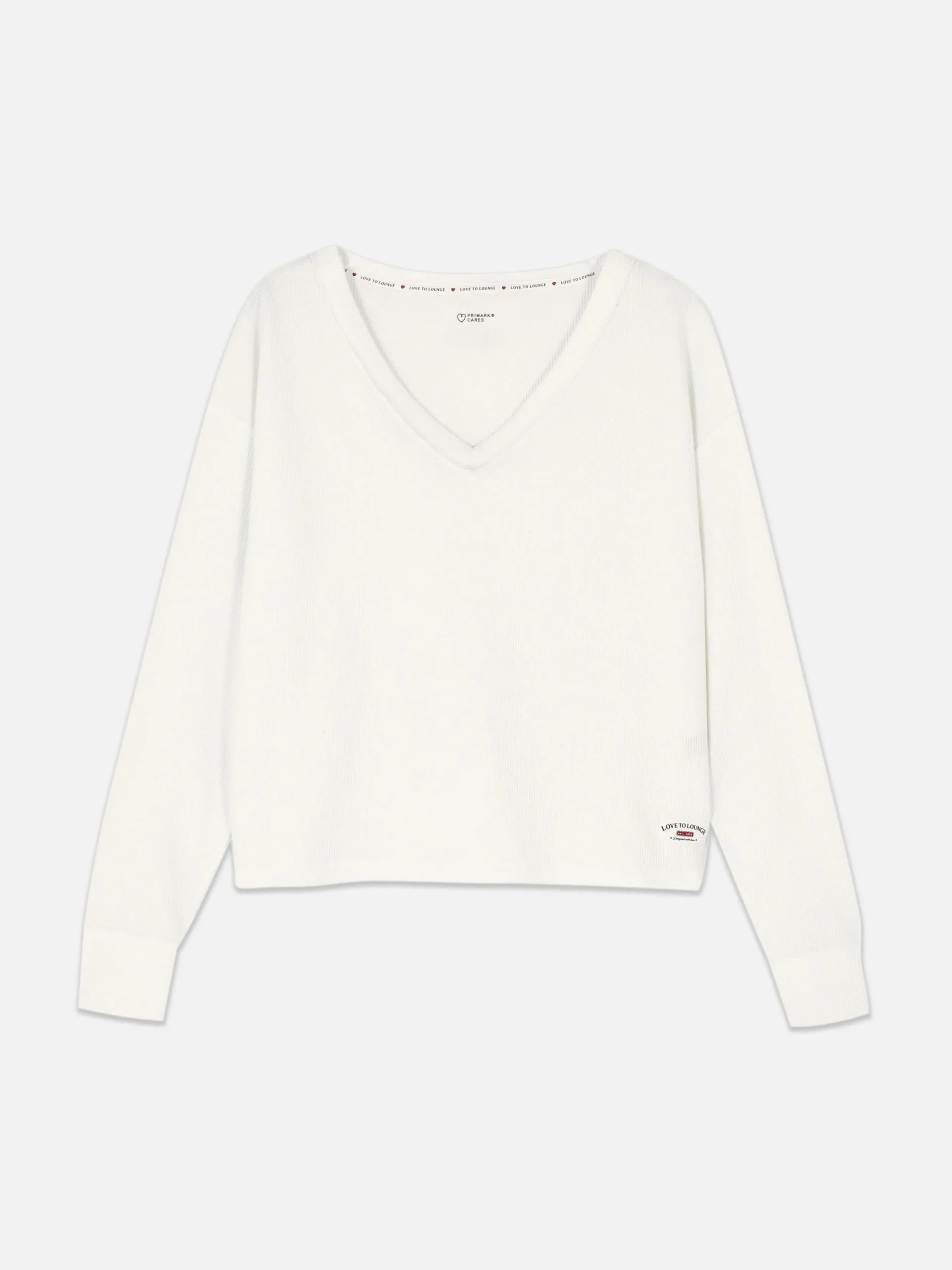 Hauts De Pyjama|Primark Haut De Pyjama Large à Manches Longues Et Col En V Blanc