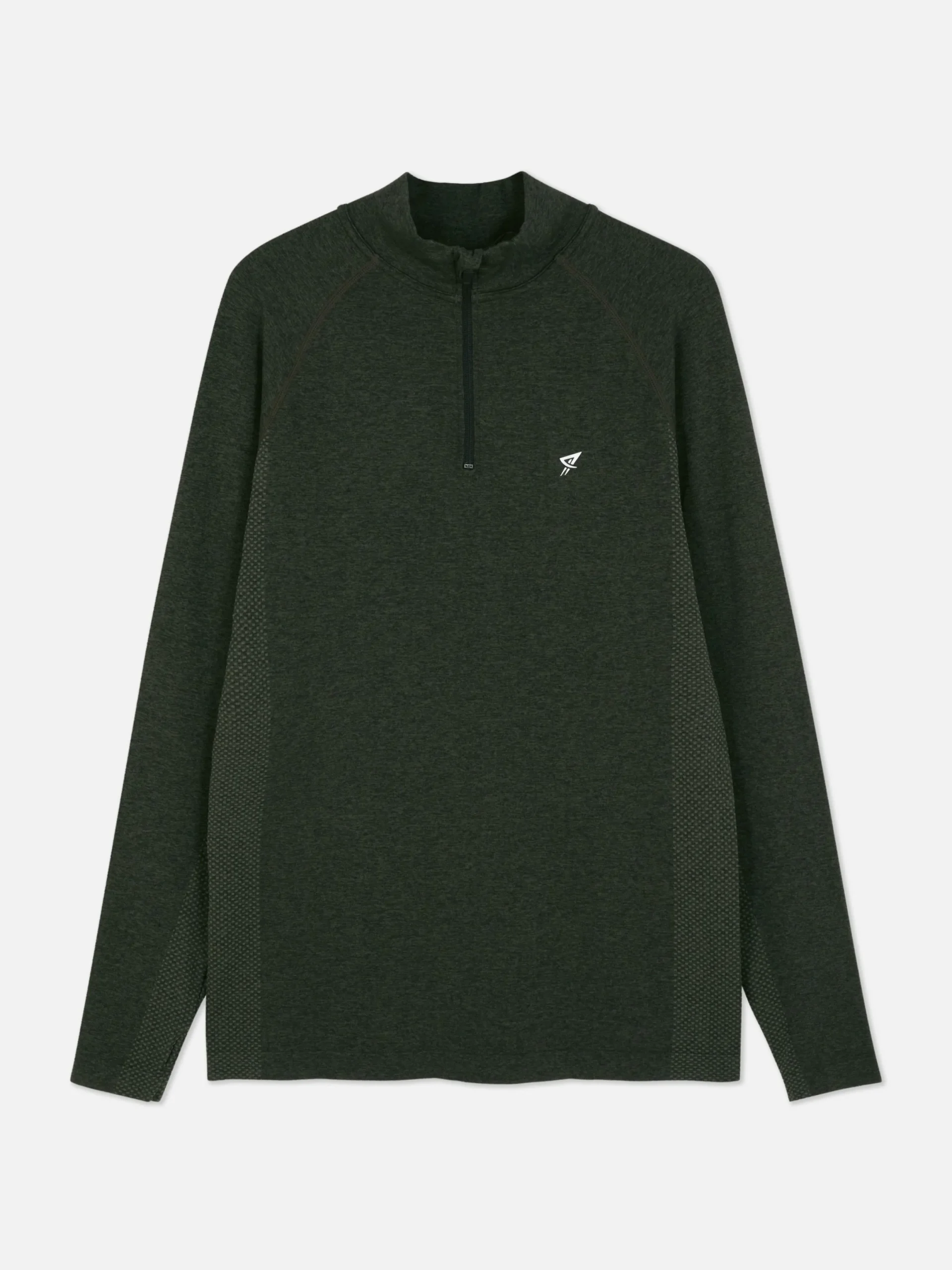 Vêtements De Sport|Hauts Et T-Shirts|Primark Haut De Sport à Manches Longues Et Col Zippé Vert foncé
