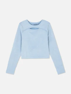 Sweats À Capuche Et Sweat-Shirts|Primark Haut Délavé à L'acide à Manches Longues Bleu