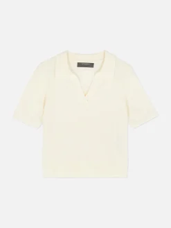 Pulls Et Gilets|Primark Haut En Maille Fine à Col Et Manches Courtes Ivoire