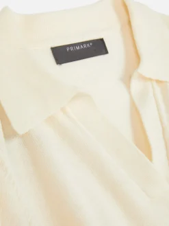 Pulls Et Gilets|Primark Haut En Maille Fine à Col Et Manches Courtes Ivoire