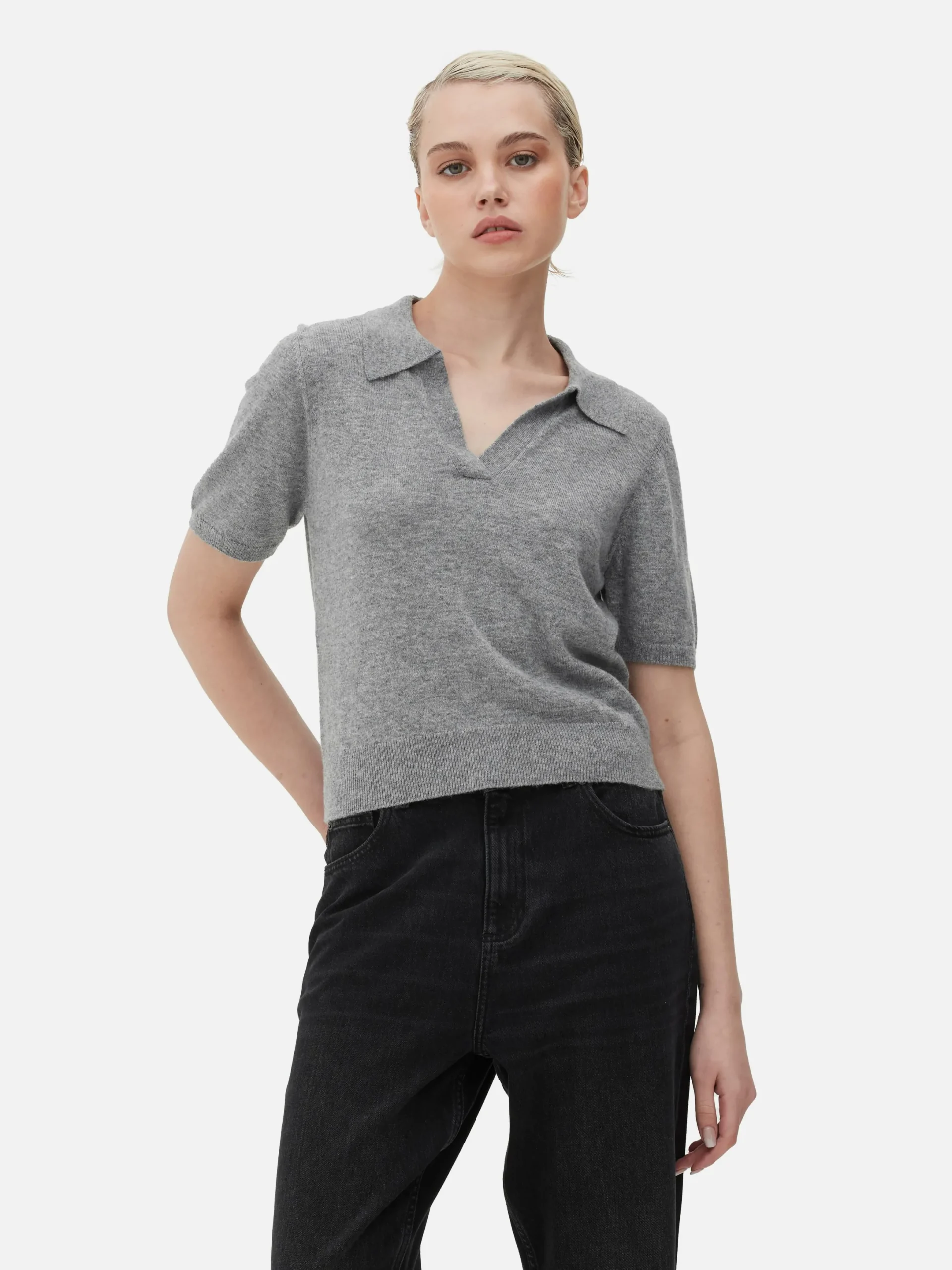 Pulls Et Gilets|Primark Haut En Maille Fine à Col Et Manches Courtes Gris