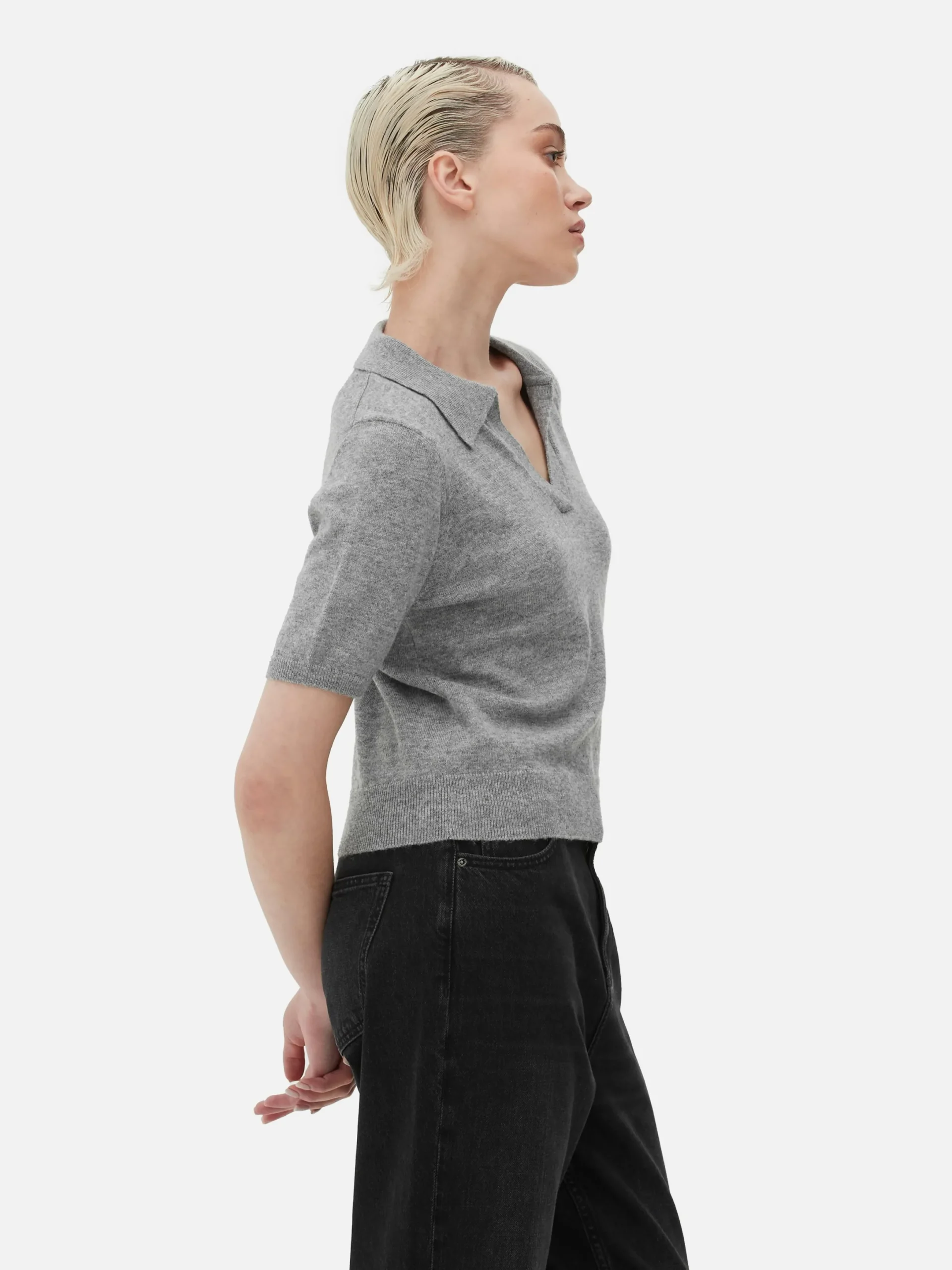 Pulls Et Gilets|Primark Haut En Maille Fine à Col Et Manches Courtes Gris