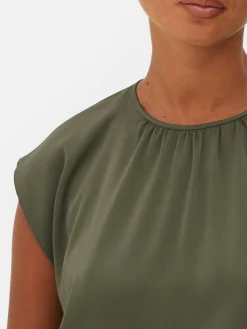 Chemises Et Blouses|Primark Haut Froncé à Mancherons Kaki