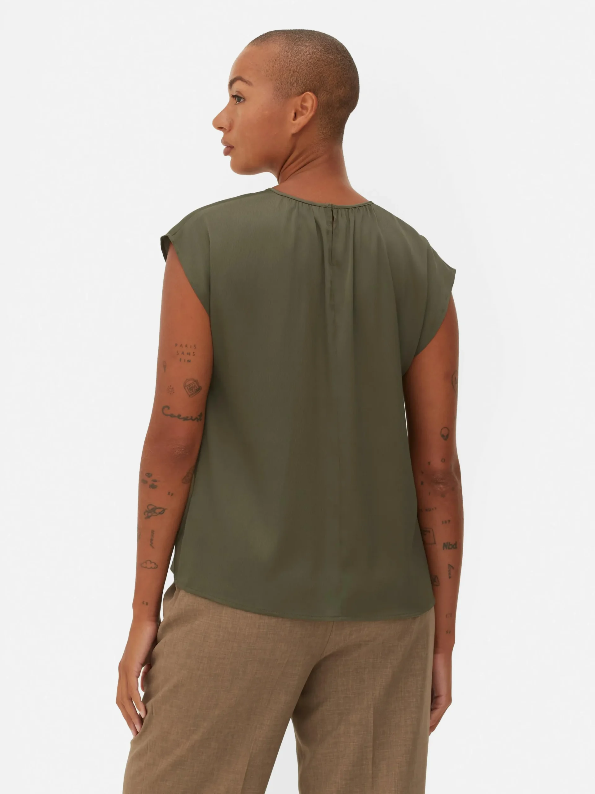 Chemises Et Blouses|Primark Haut Froncé à Mancherons Kaki