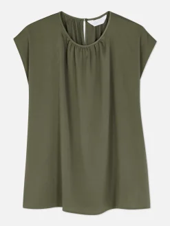 Chemises Et Blouses|Primark Haut Froncé à Mancherons Kaki