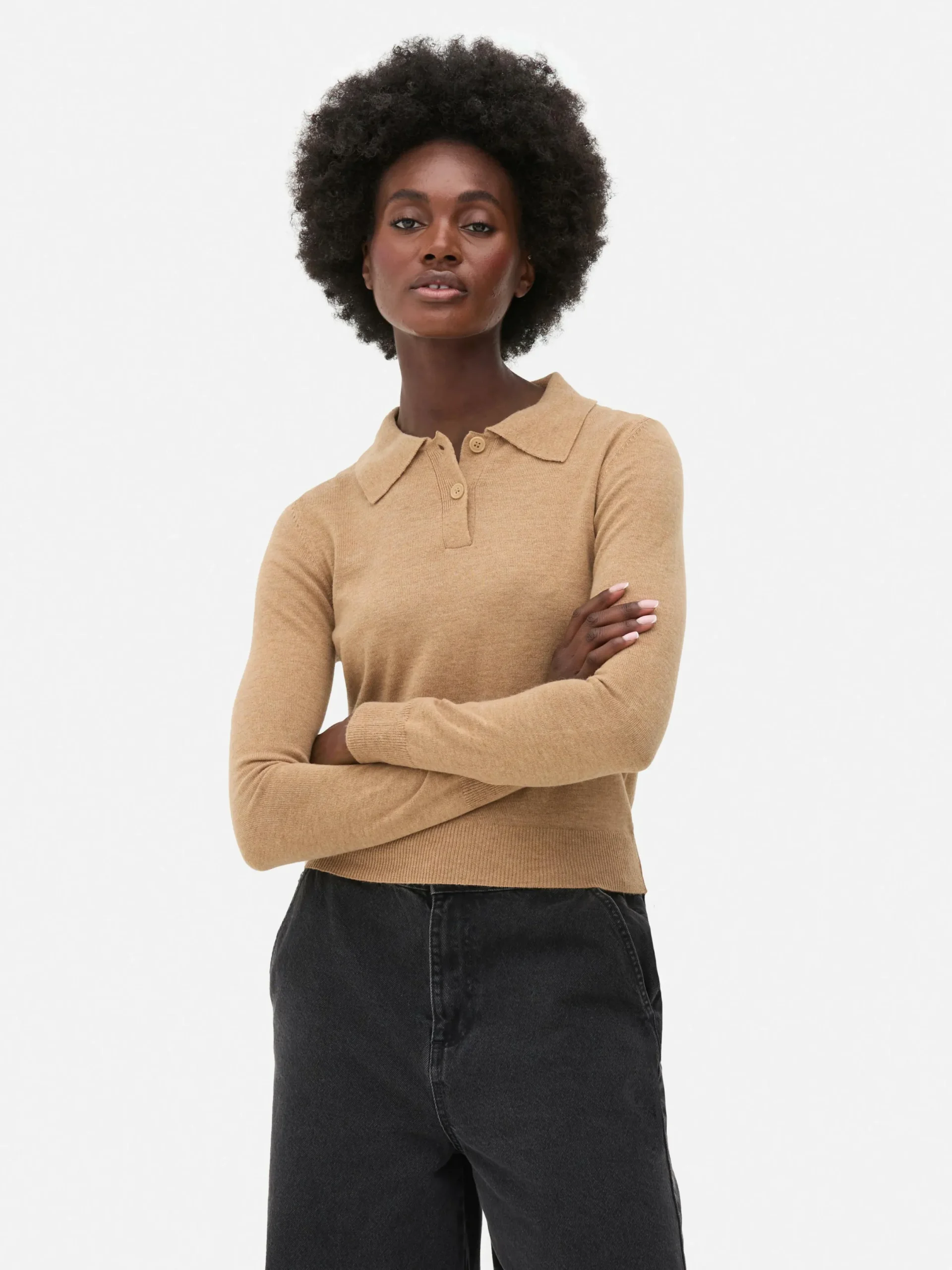 Pulls Et Gilets|Primark Haut Tricoté à Col Et à Manches Longues Camel