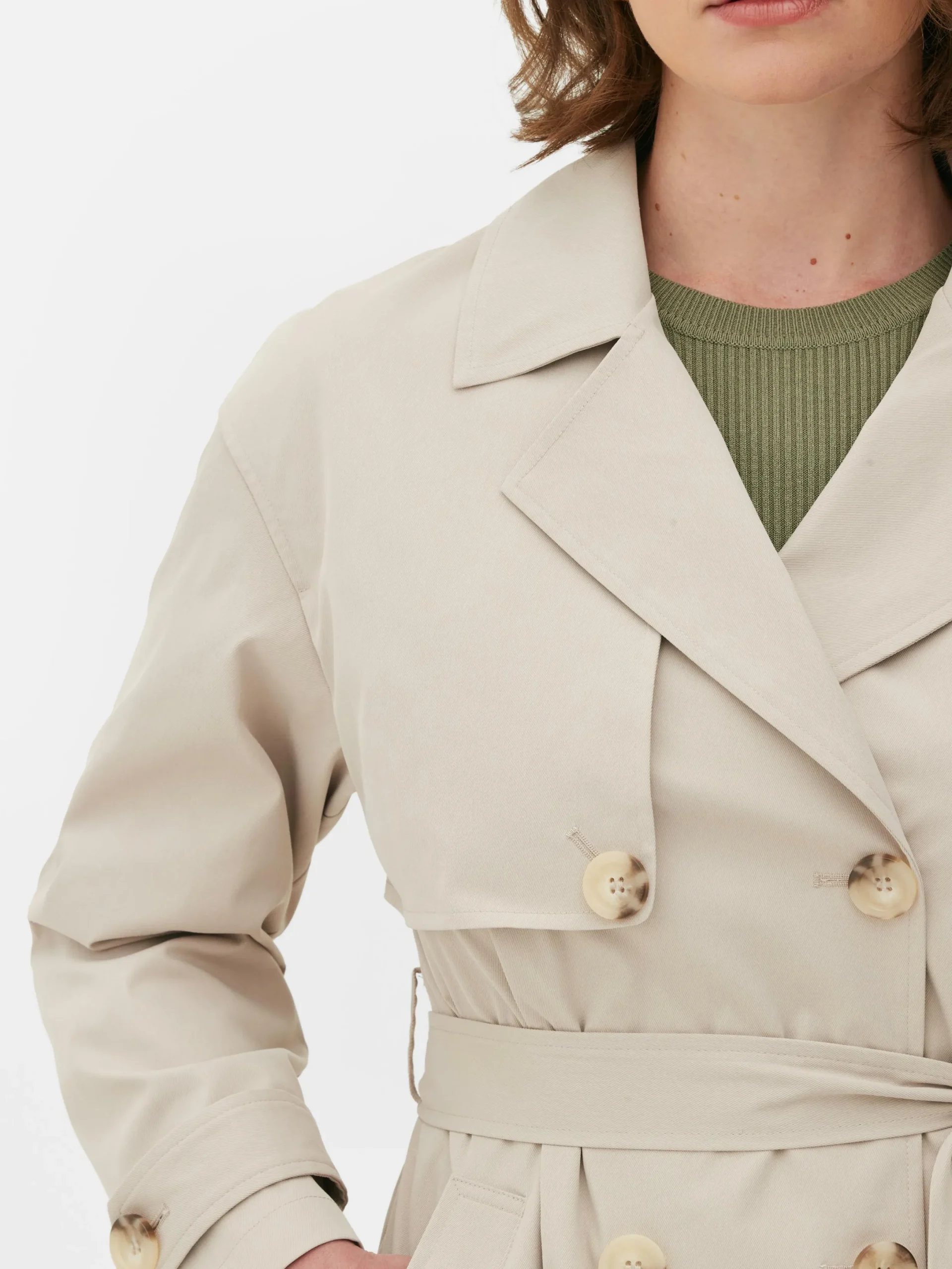 Manteaux Et Vestes|Primark Imperméable à Double Boutonnage Et Ceinture Grège