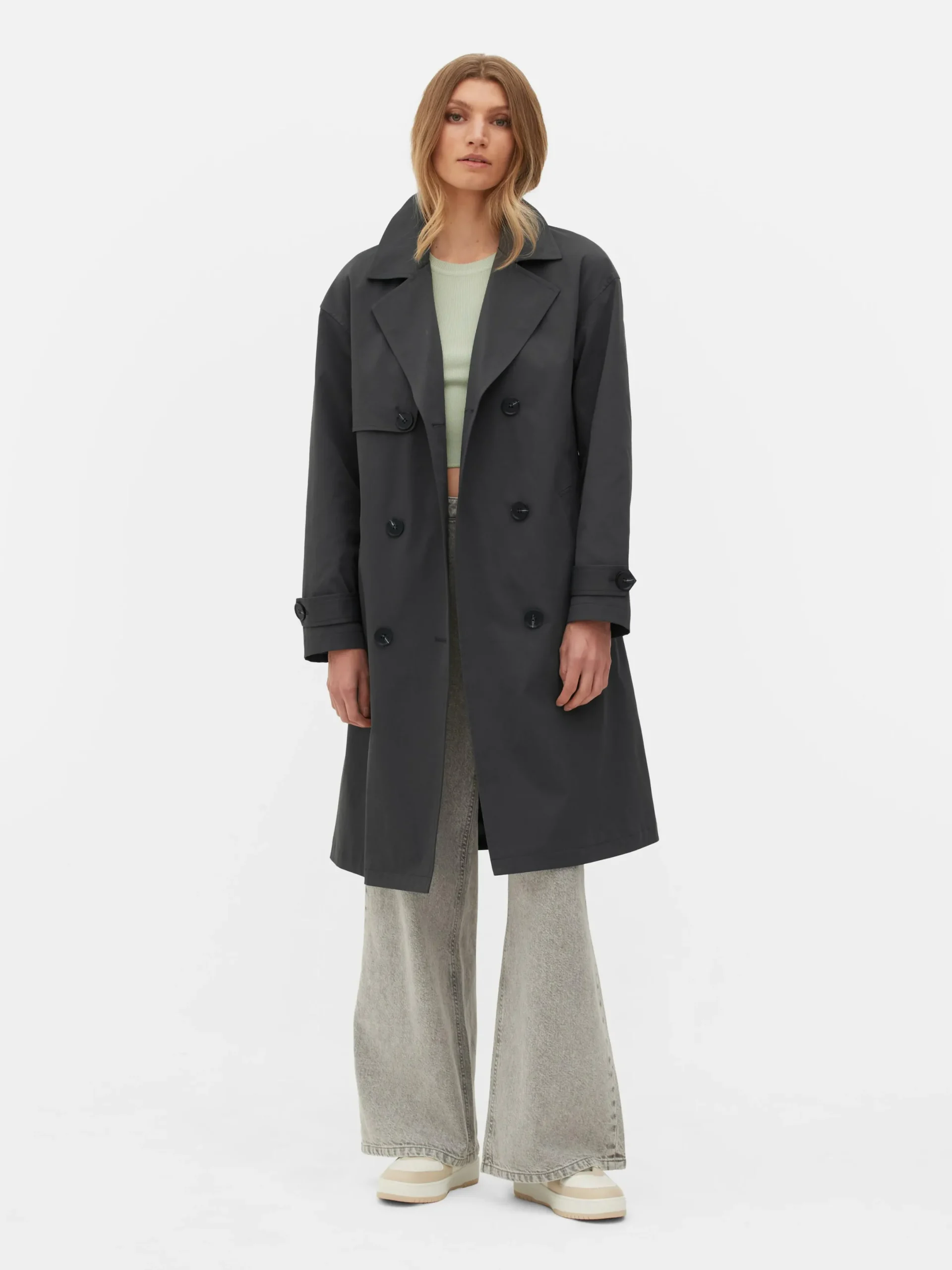 Manteaux Et Vestes|Primark Imperméable à Double Boutonnage Et Ceinture Anthracite