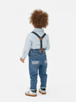 Pantalons Et Leggings|Primark Jean Avec Bretelles Bleu moyen