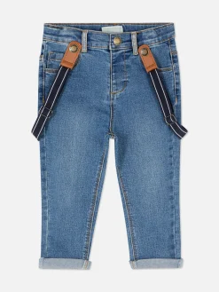 Pantalons Et Leggings|Primark Jean Avec Bretelles Bleu moyen