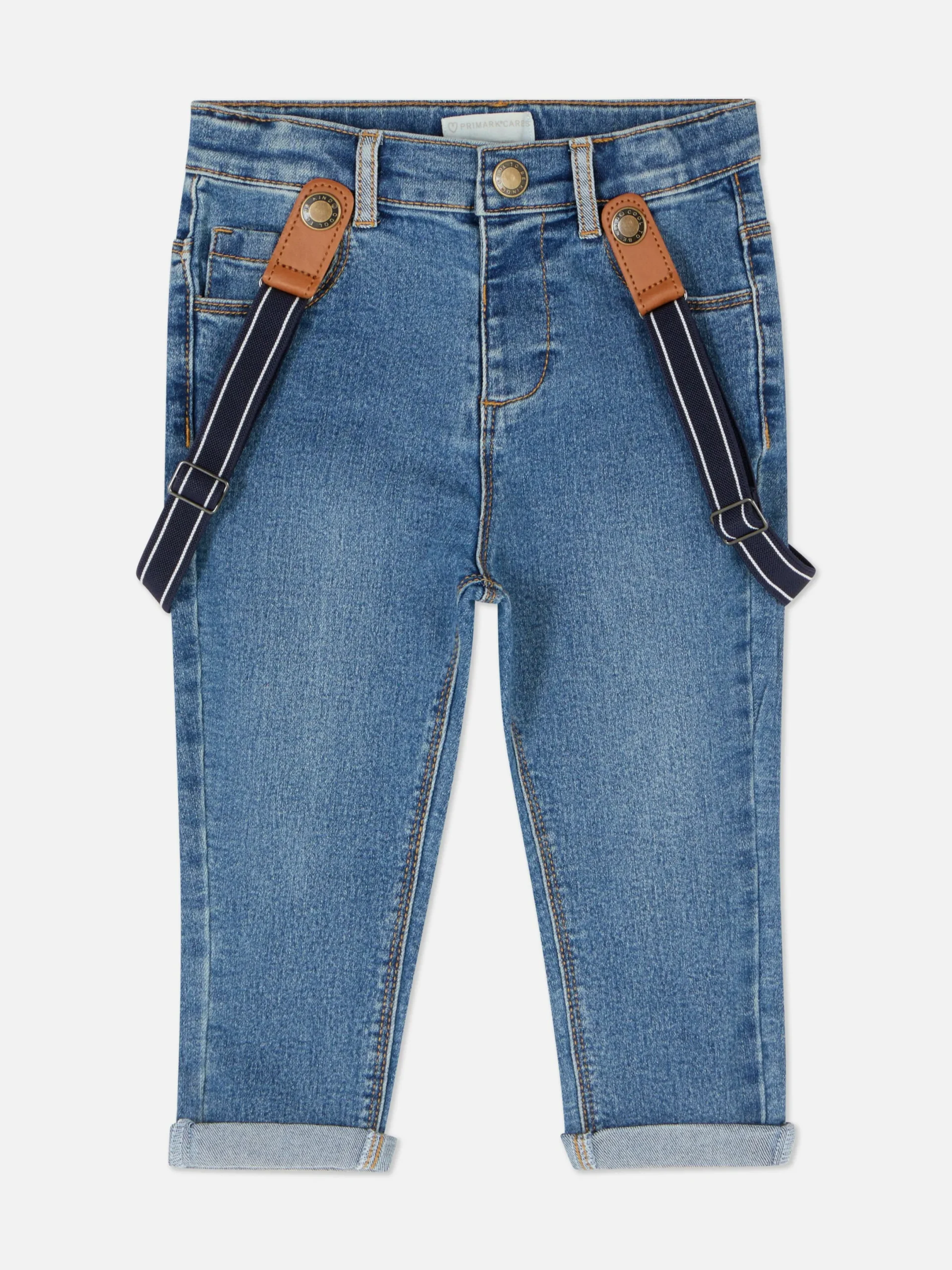 Pantalons Et Leggings|Primark Jean Avec Bretelles Bleu moyen