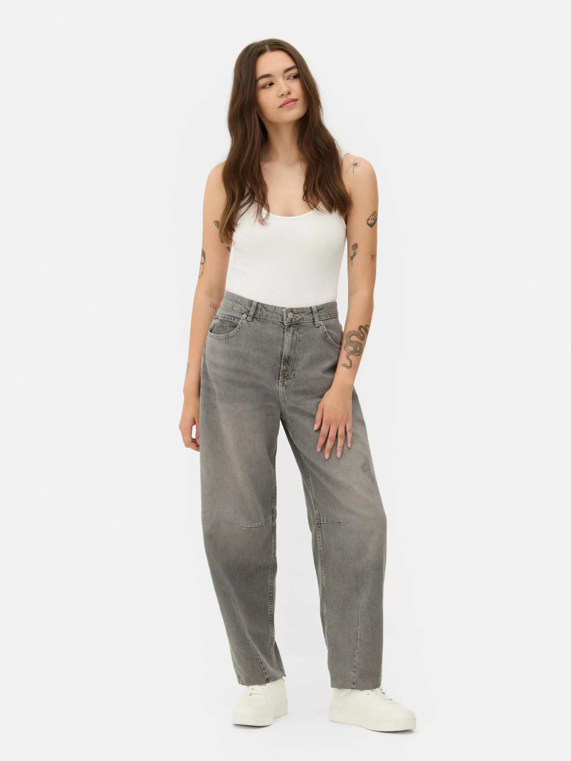 Jean|Primark Jean Barrel Gris