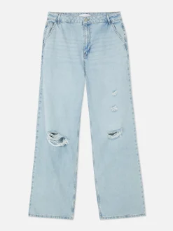 Denim|Jean|Primark Jean Denim Ample à Effet Vieilli Bleu clair