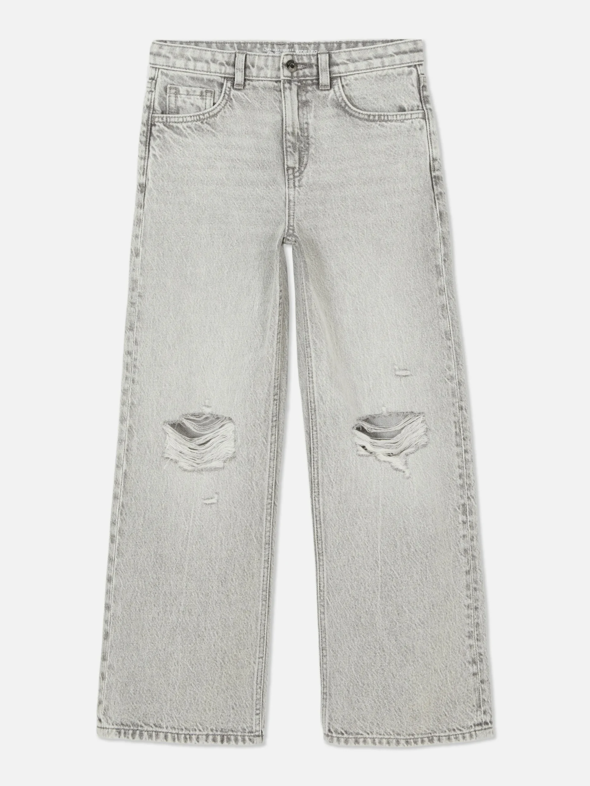Jean|Primark Jean Denim Large Fendu Gris