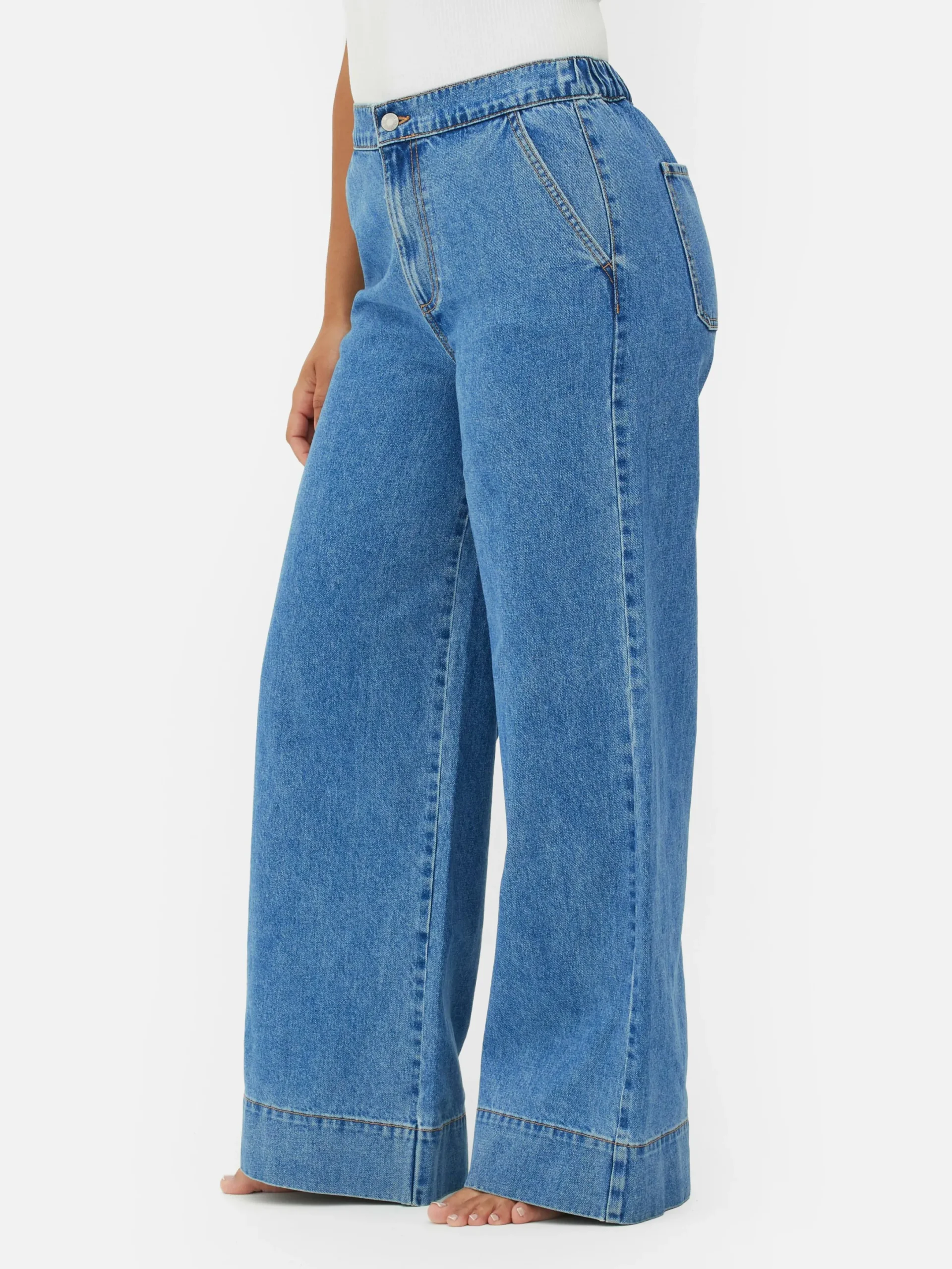 Denim|Jean|Primark Jean Large élastiqué Bleu moyen