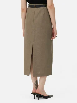 Jupes|Primark Jupe Crayon Mi-longue Taille Haute Kaki