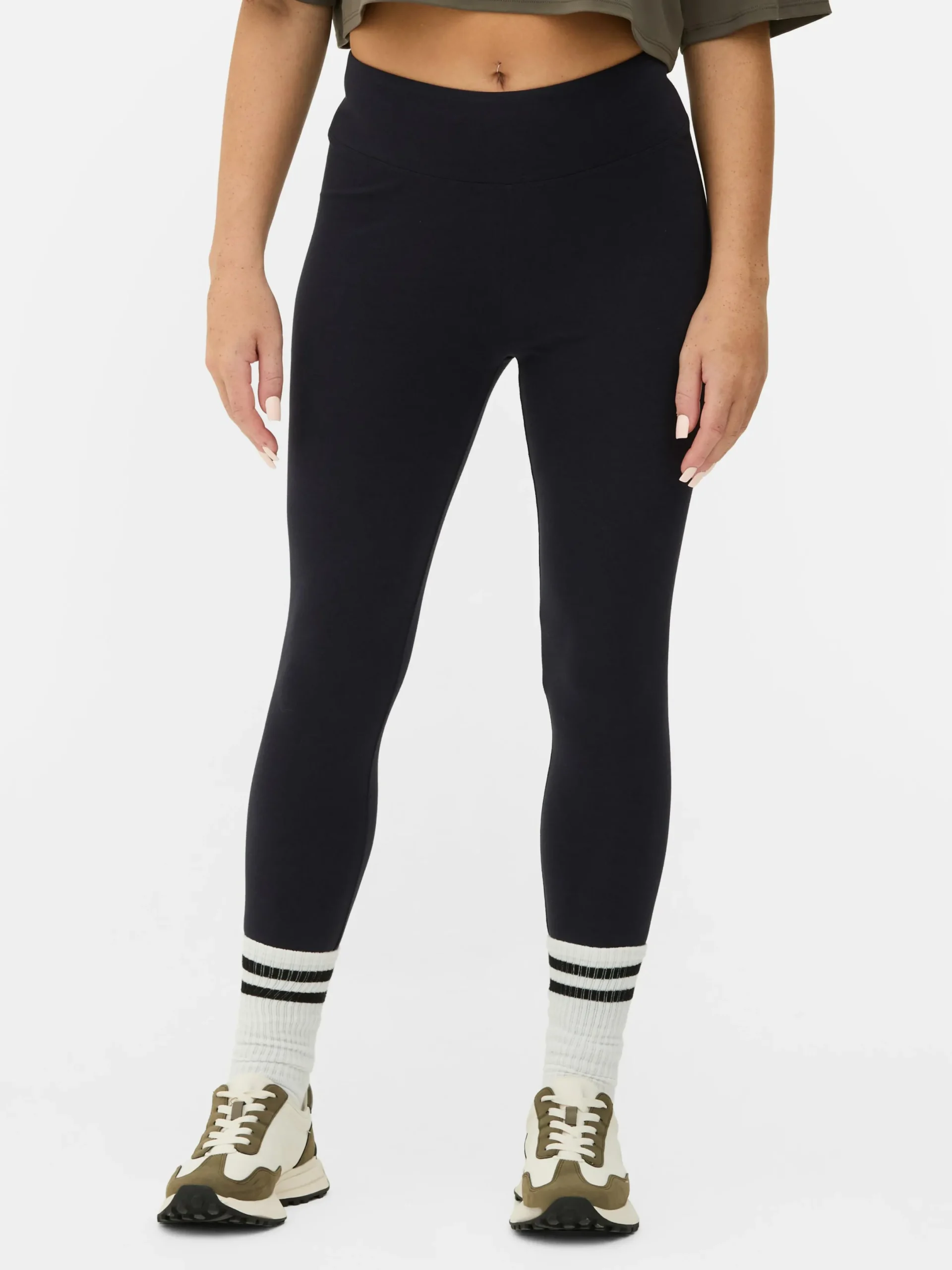 Pantalons Et Leggings|Primark Legging Taille Haute En Jersey Bleu marine