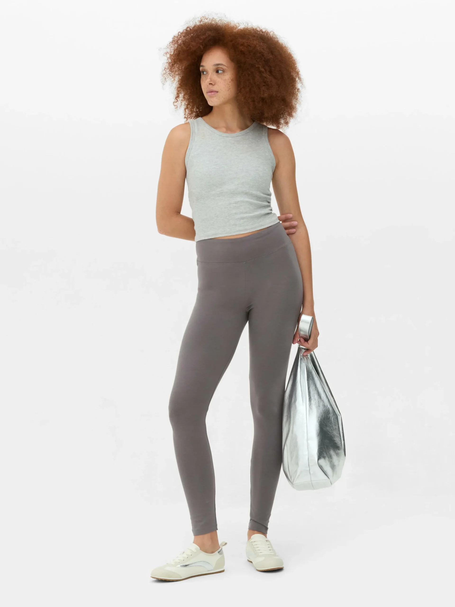 Pantalons Et Leggings|Primark Legging Taille Haute En Jersey Anthracite