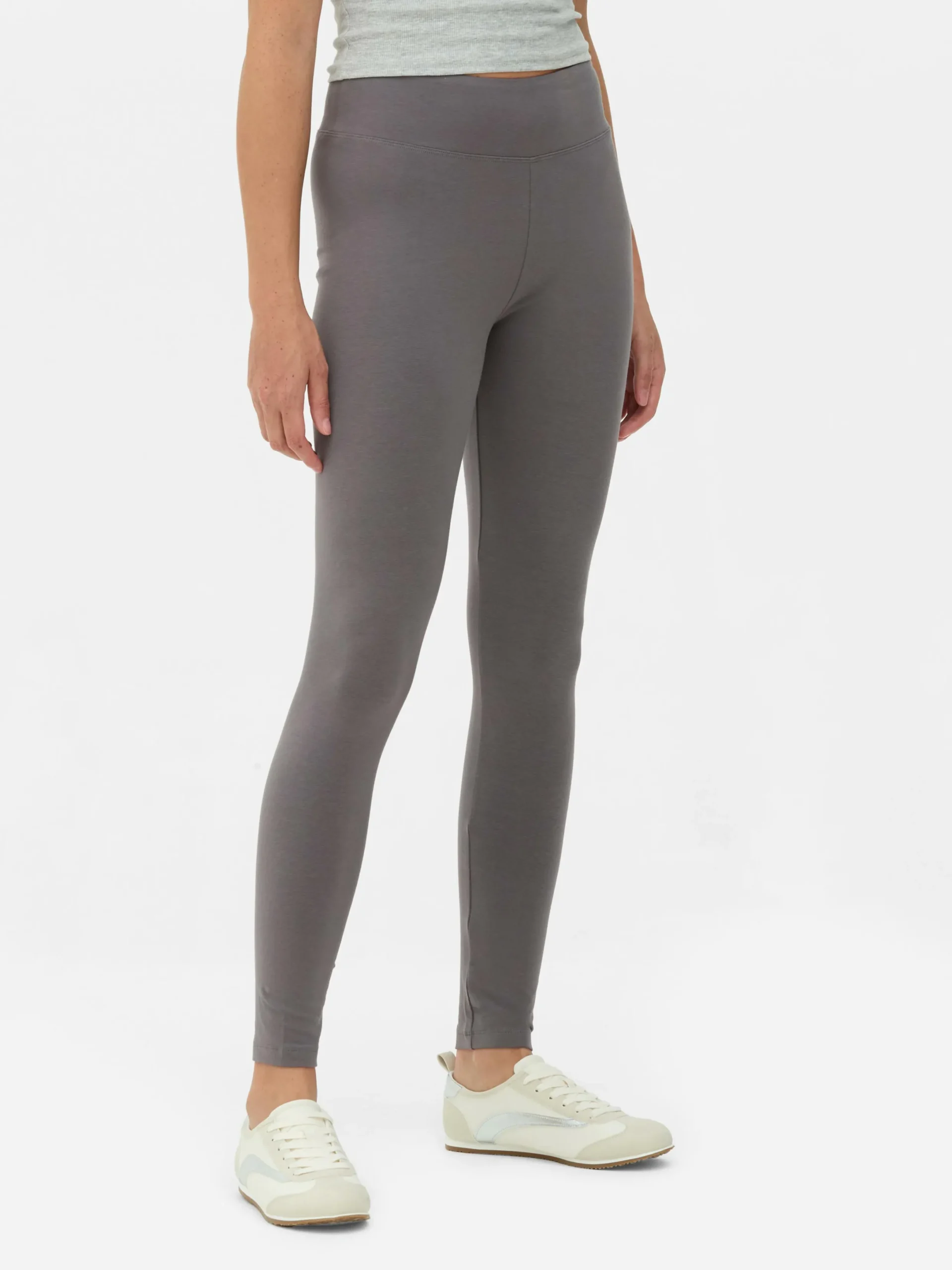 Pantalons Et Leggings|Primark Legging Taille Haute En Jersey Anthracite