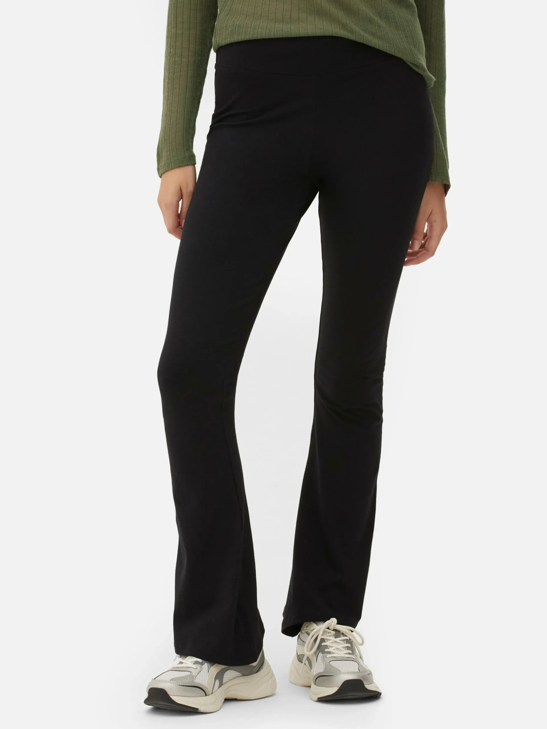 Pantalons Et Leggings|Primark Legging Taille Haute évasé En Jersey Noir