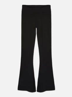 Pantalons Et Leggings|Primark Legging Taille Haute évasé En Jersey Noir