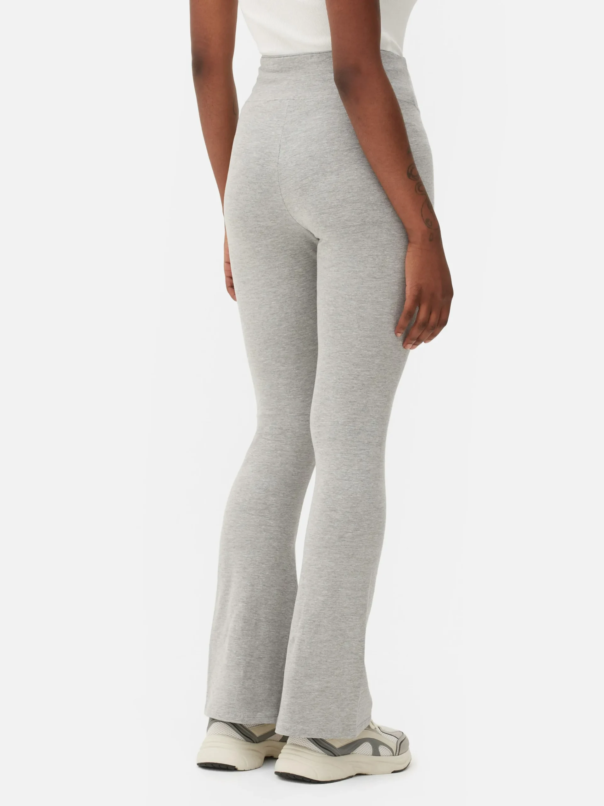 Pantalons Et Leggings|Primark Legging Taille Haute évasé En Jersey Gris chiné