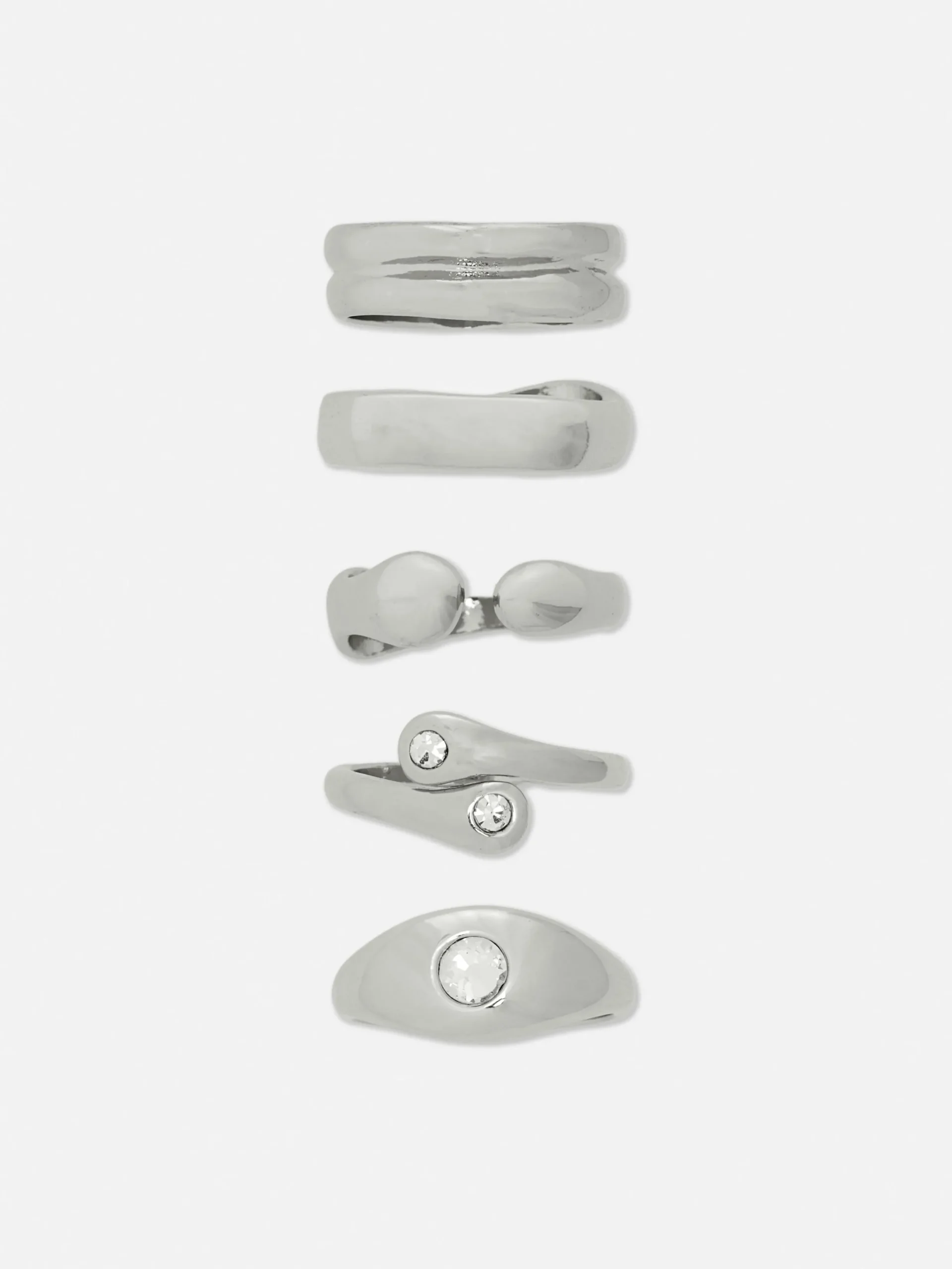 Bijoux|Primark Lot De 5 Bagues épaisses Mélangées Blanc