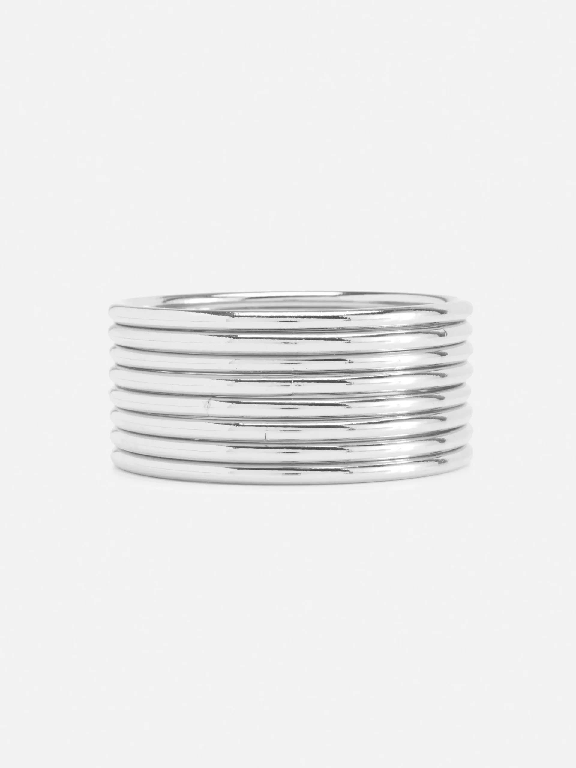 Bijoux|Primark Lot De 8 Bracelets Joncs Métallisés Blanc