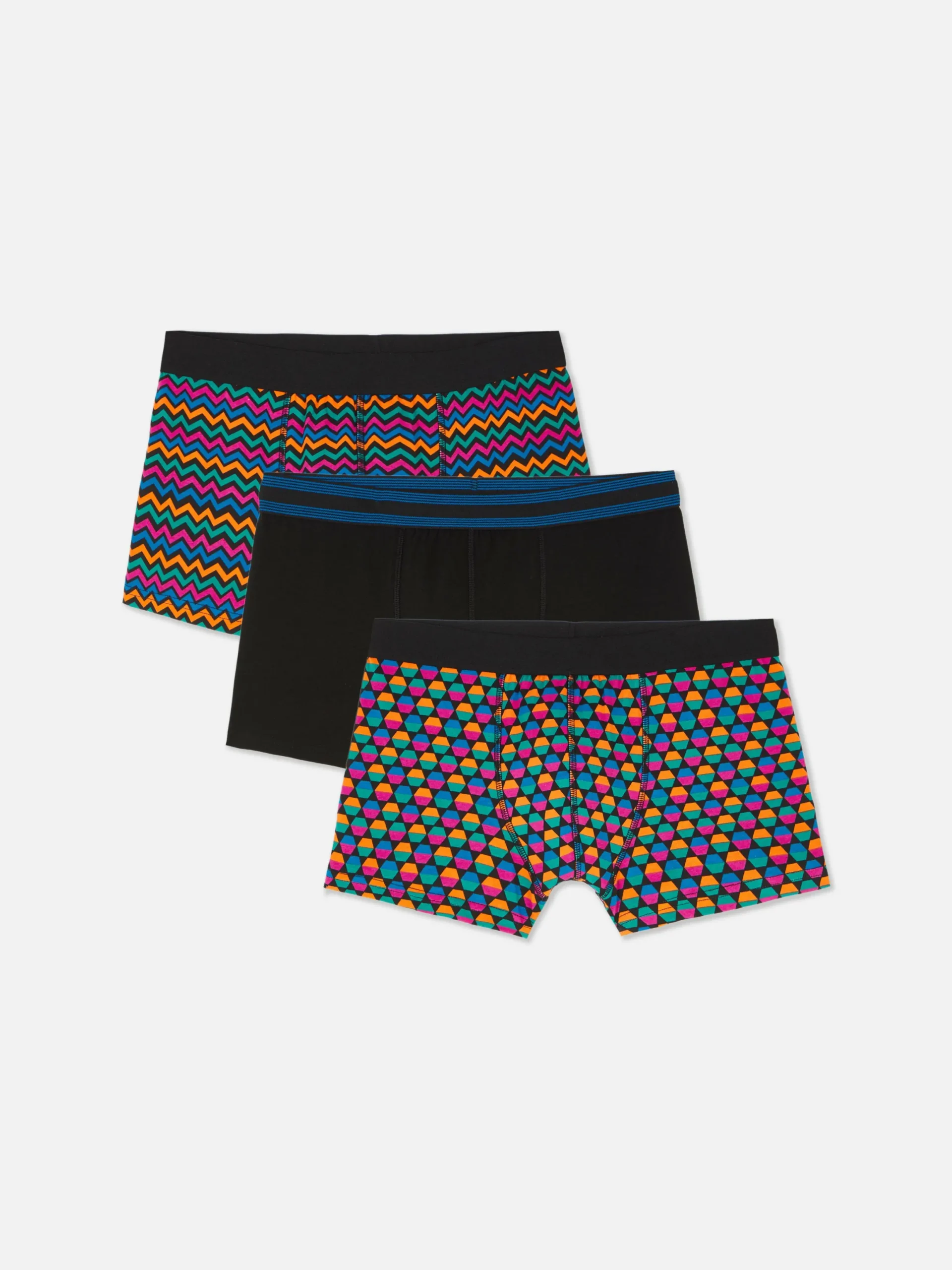 Sous-Vêtements|Primark Lot De 3 Caleçons à Motif Géométrique Tendance Rose