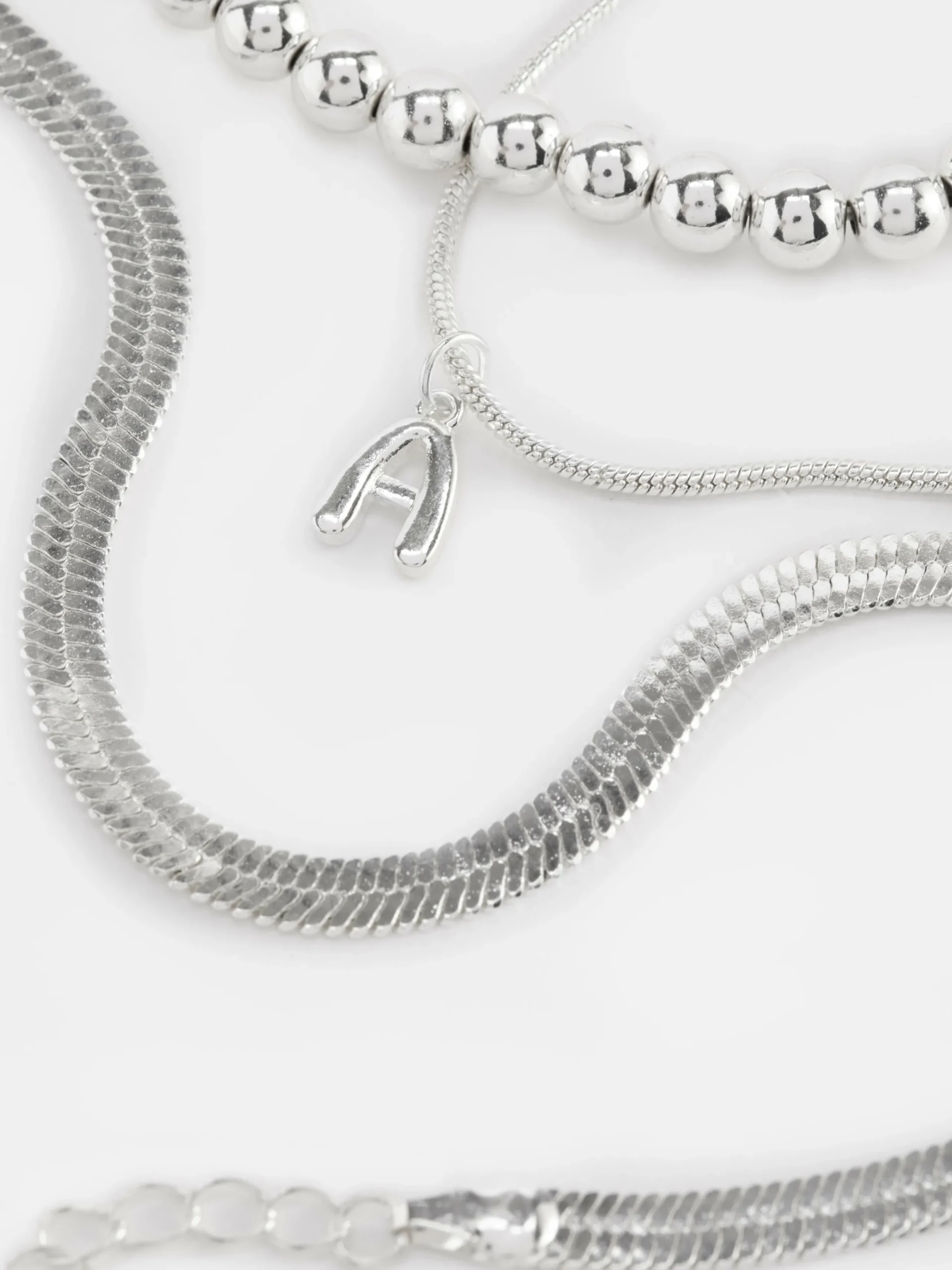 Bijoux|Primark Lot De 3 Chaînes De Cheville Infinité Et Initiale Blanc