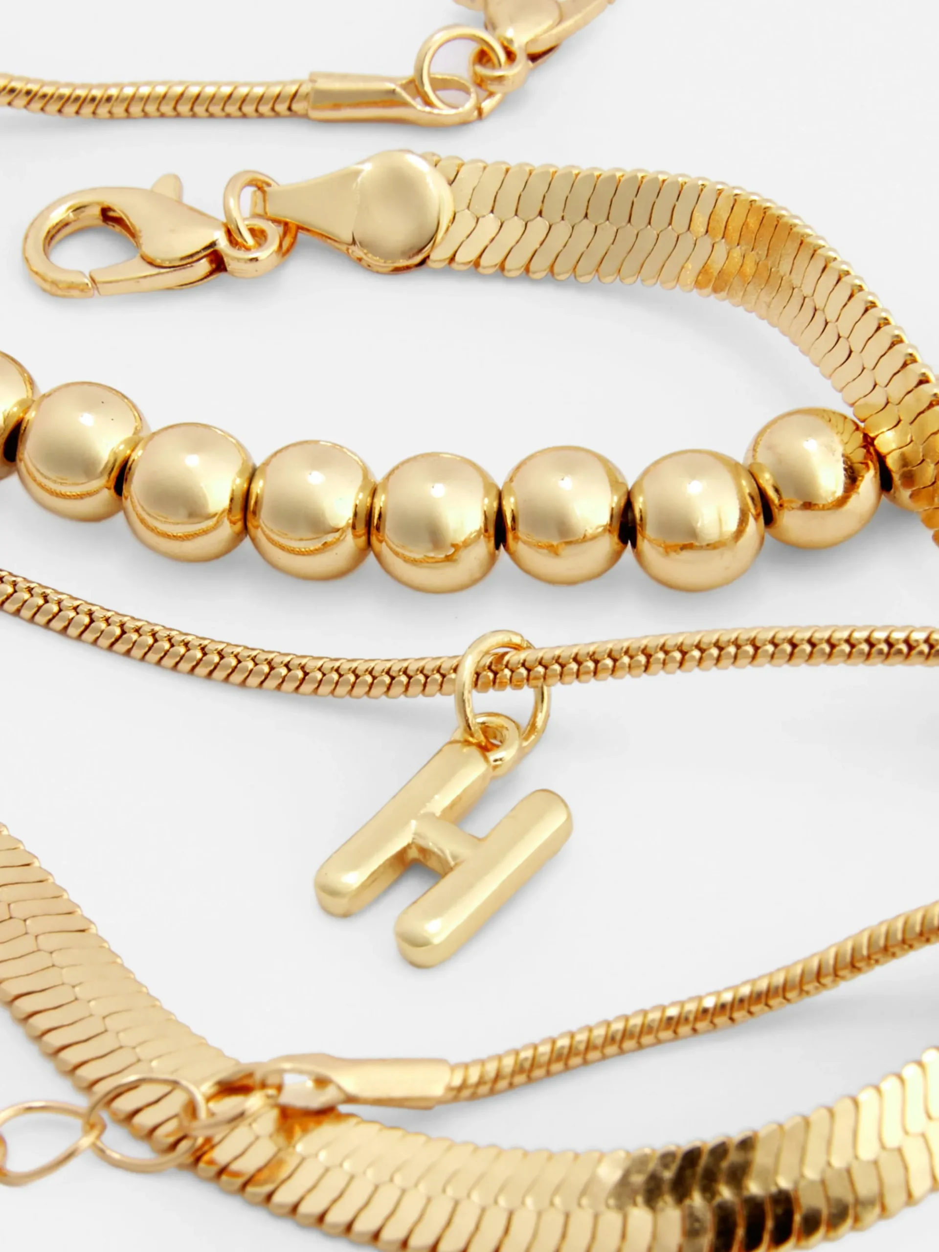 Bijoux|Primark Lot De 3 Chaînes De Cheville Infinité Et Initiale Jaune