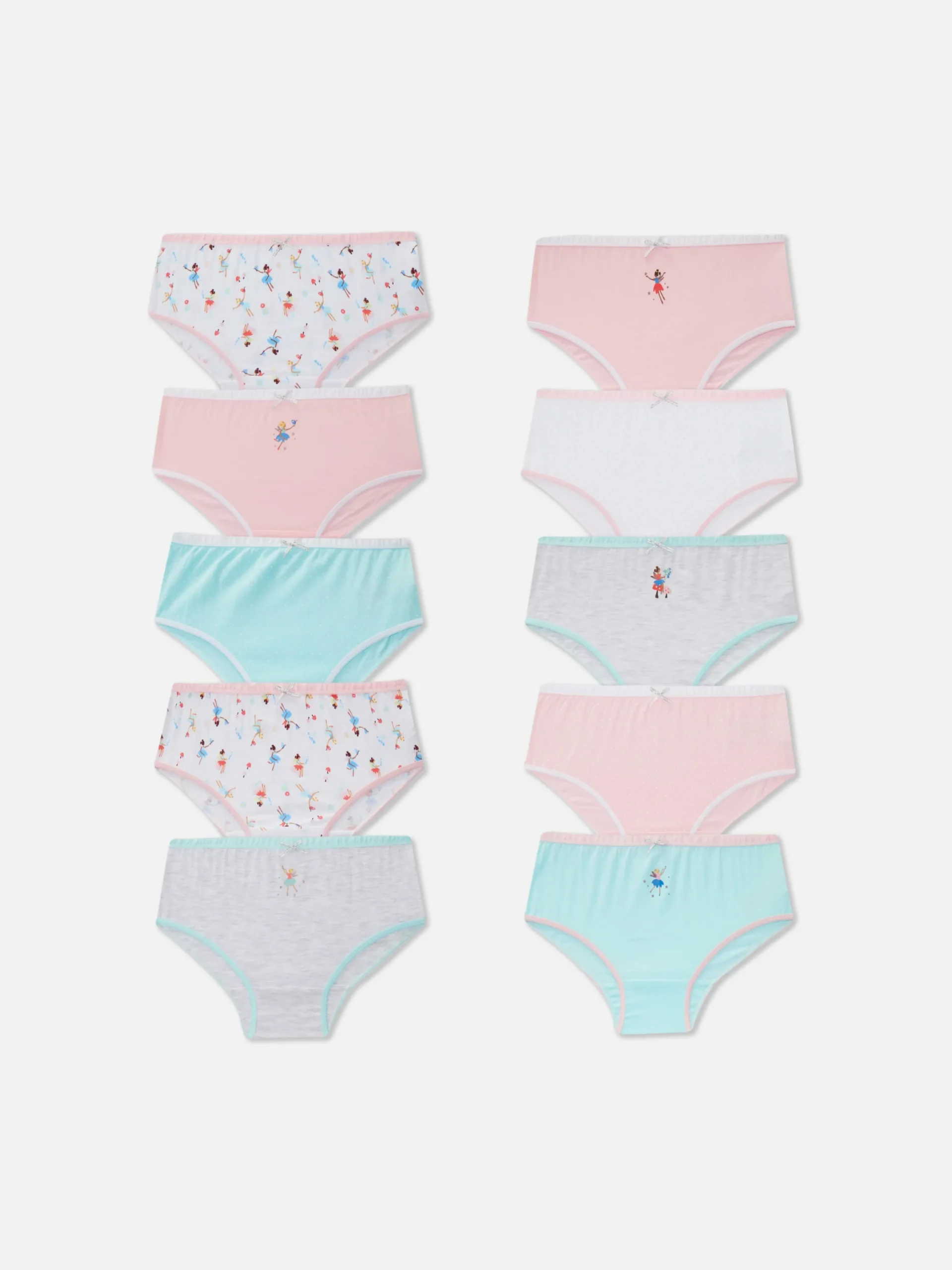 Sous-Vêtement|Primark Lot De 10 Culottes à Imprimé Fées Multicolore