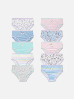 Sous-Vêtement|Primark Lot De 10 Culottes Graphiques à Motif Licorne Multicolore