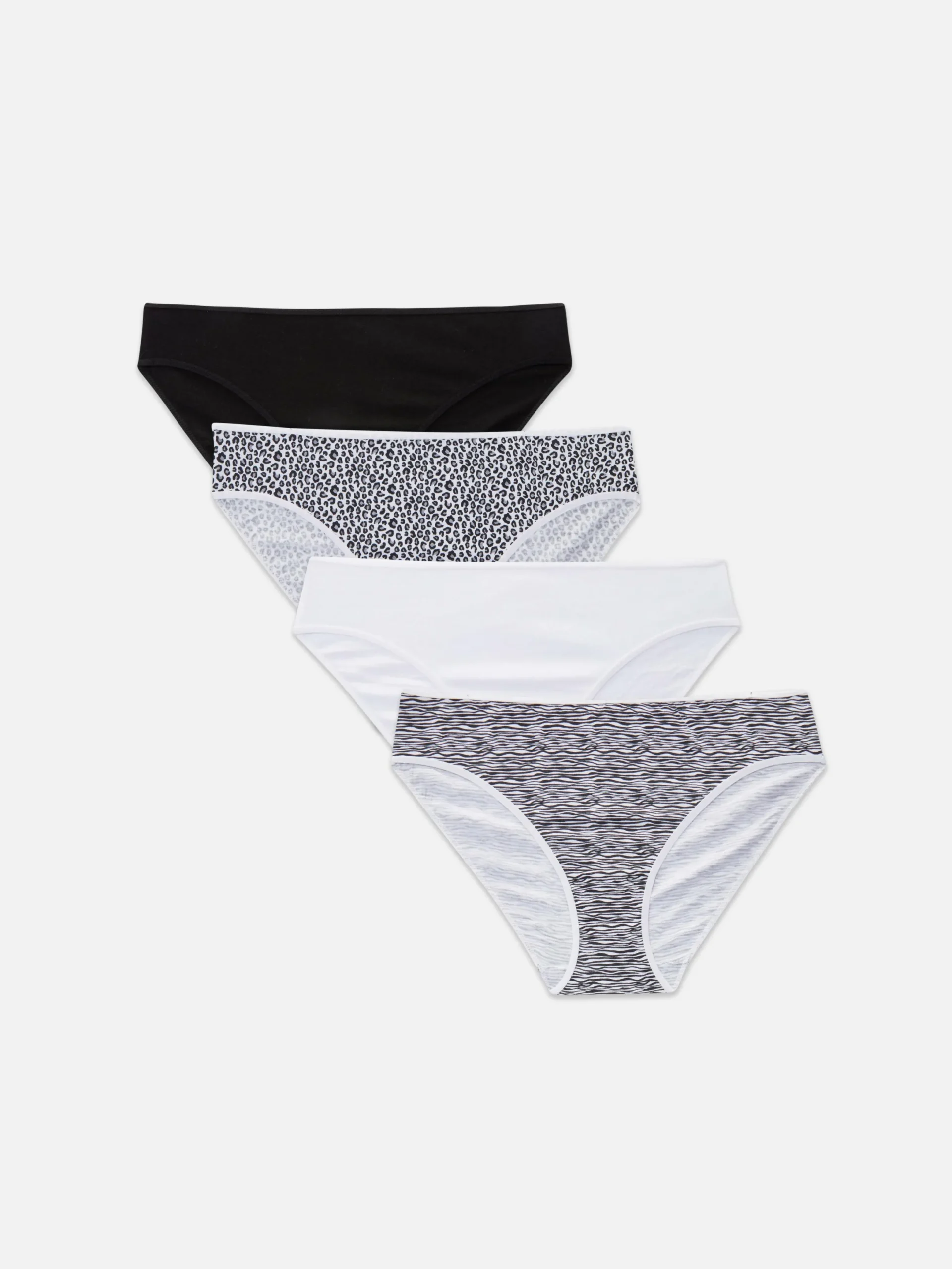 Culotte|Primark Lot De 4 Culottes Pour Tous Les Jours Noir/Blanc