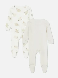Grenouillères Et Gigoteuses|Primark Lot De 2 Grenouillères Zippées à Motif Mouton Écru