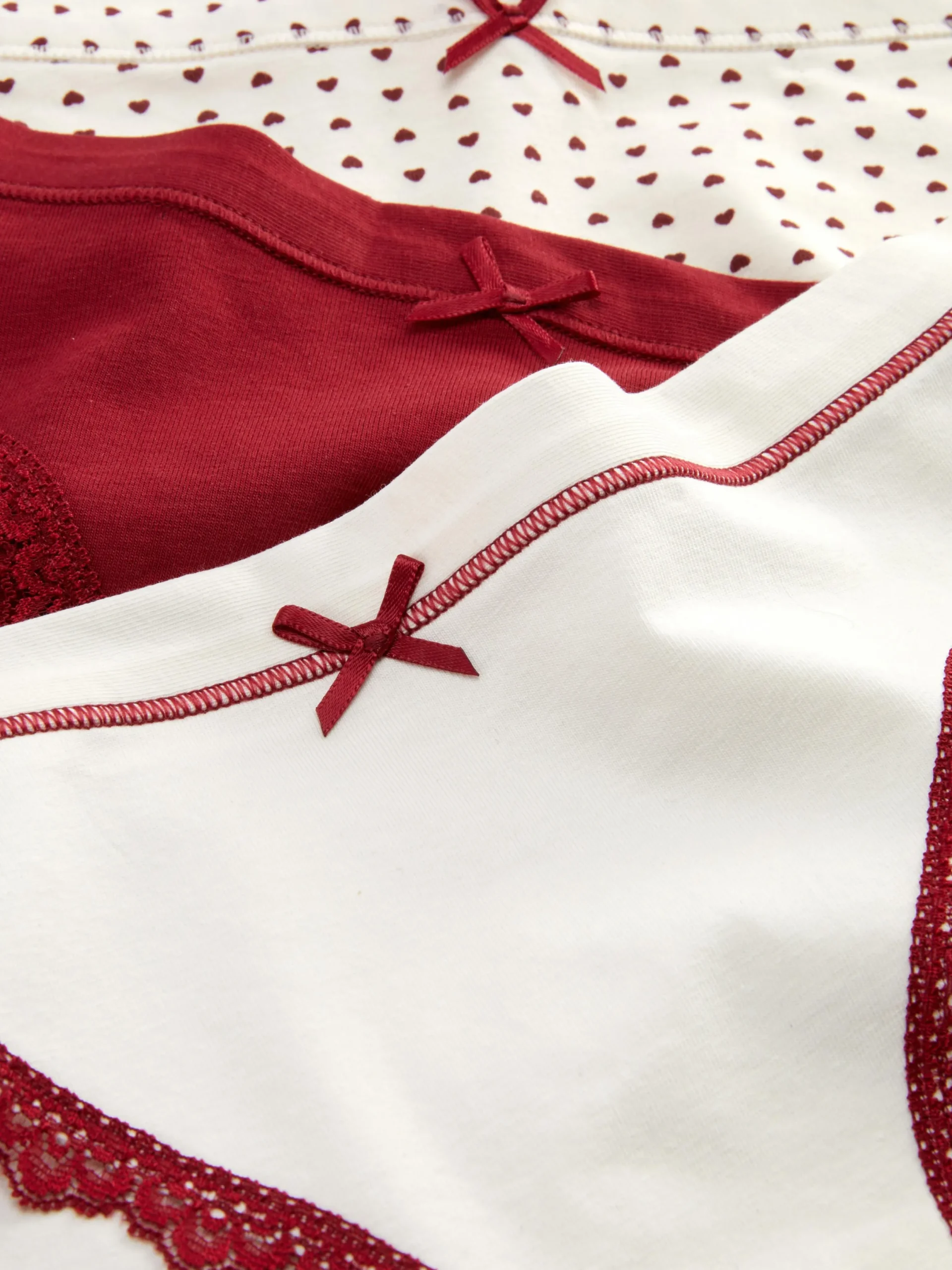 Culotte|Primark Lot De 3 Mini Culottes Avec Finitions En Dentelle Rouge foncé
