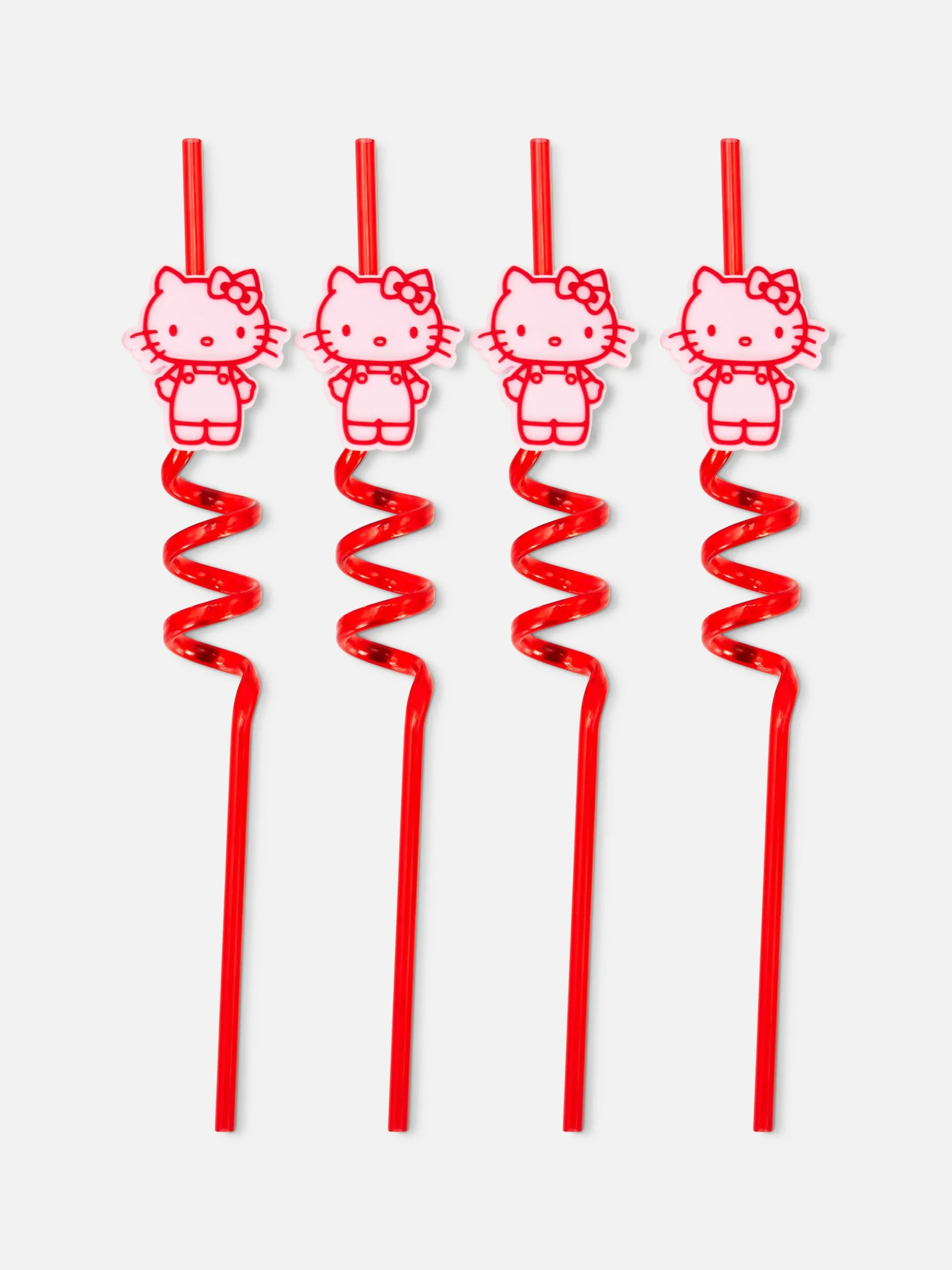 Couverts Et Ustensiles|Primark Lot De 4 Pailles En Spirale Hello Kitty Rouge