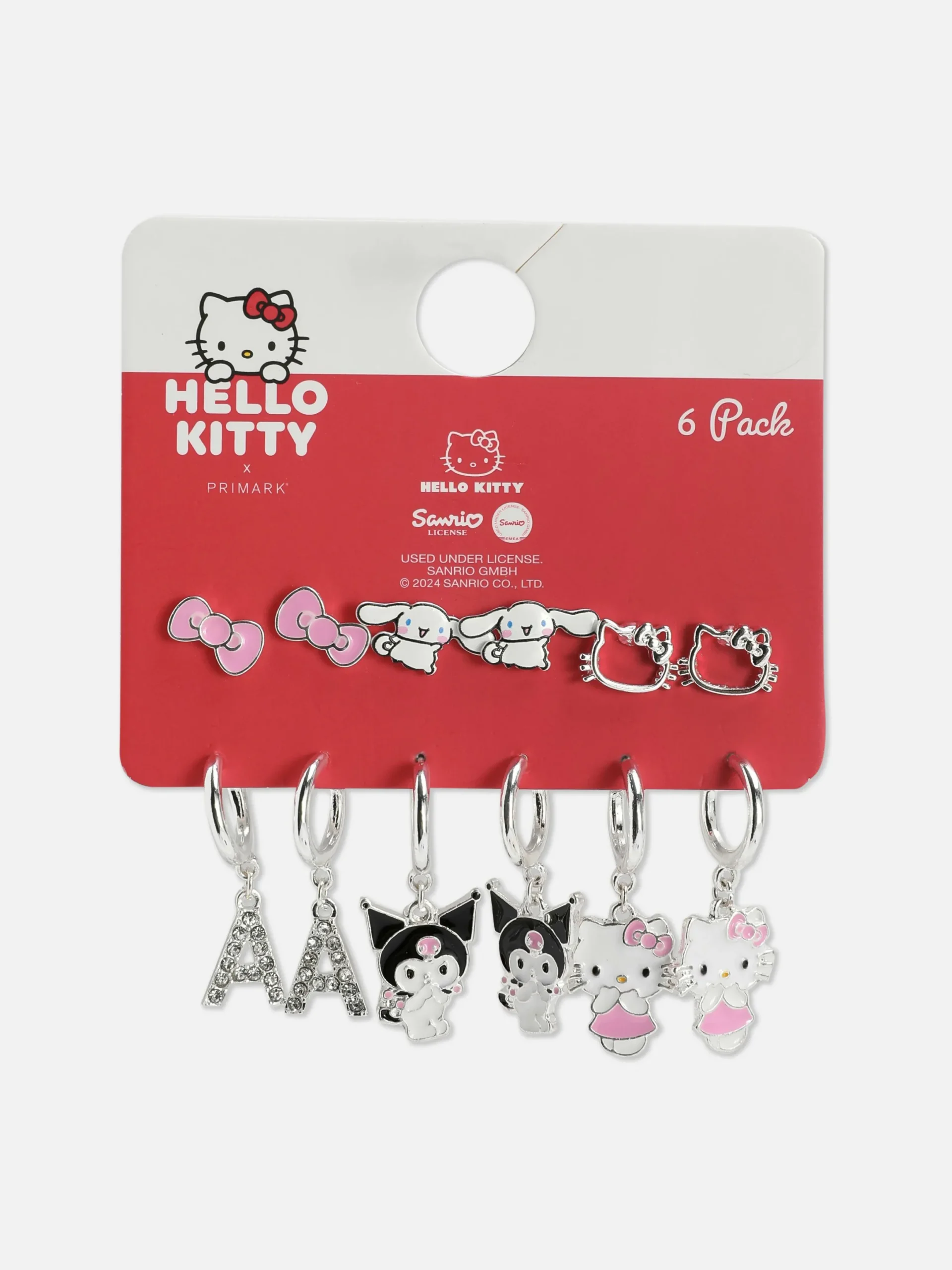 Bijoux|Primark Lot De 6 Paires De Boucles D'oreilles Hello Kitty Rose