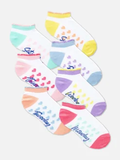 Chaussettes Et Collants|Primark Lot De 7 Paires De Chaussettes Pour Baskets « Days Of The Week » (Jours De La Semaine) Blanc