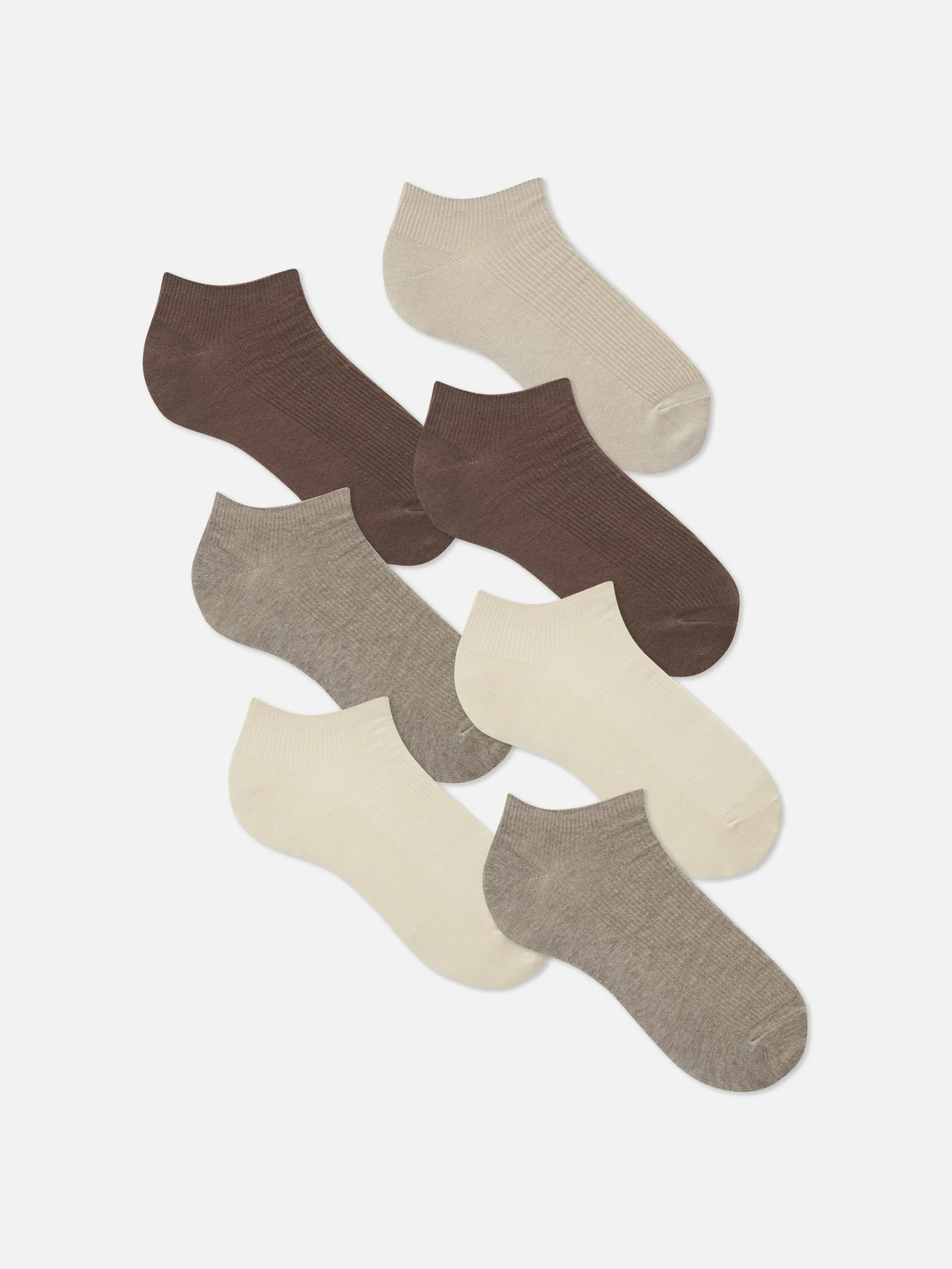 Chaussettes|Primark Lot De 7 Paires De Chaussettes Côtelées Écru
