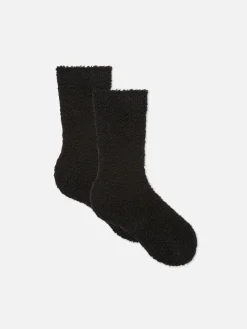 Chaussettes|Primark Lot De 2 Paires De Chaussettes En Bouclé Duveteux Noir