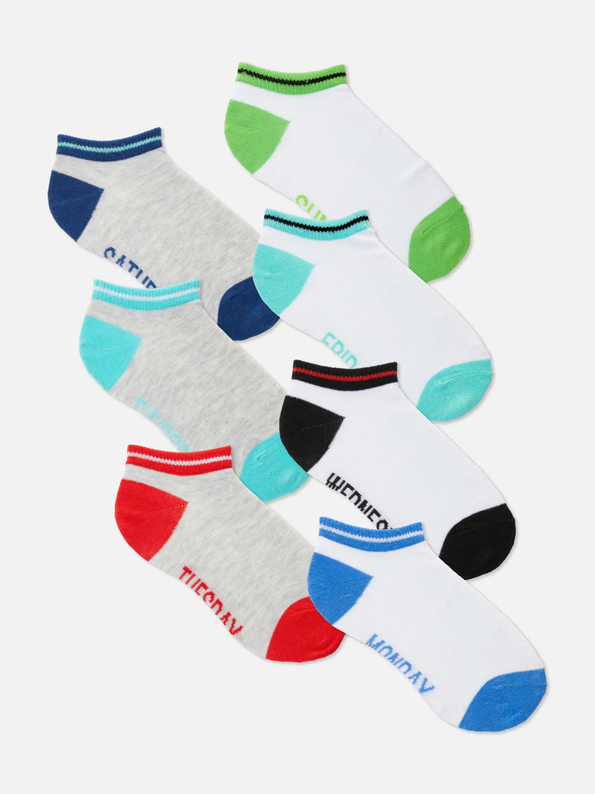 Chaussettes|Primark Lot De 7 Paires De Chaussettes Jours De La Semaine Blanc