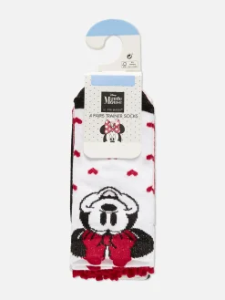 Chaussettes Et Collants|Primark Lot De 4 Paires De Chaussettes Disney Minnie Mouse Rouge