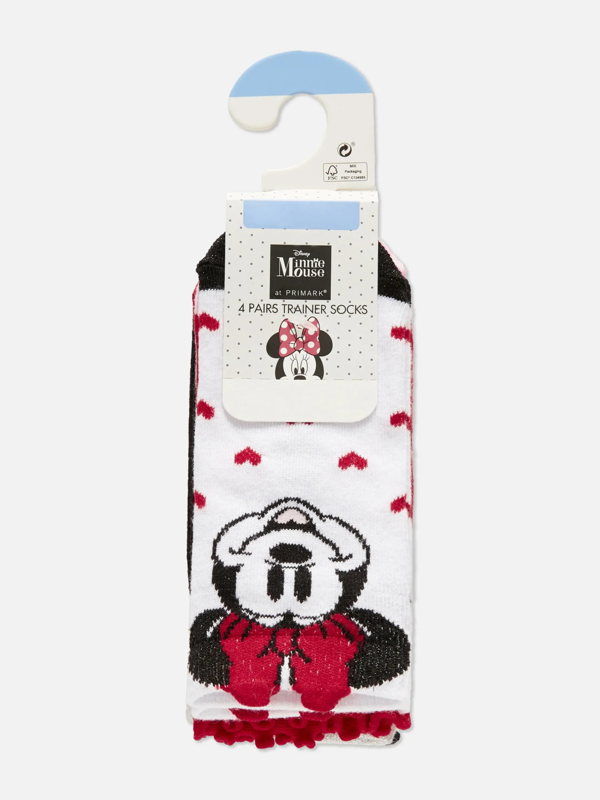 Chaussettes Et Collants|Primark Lot De 4 Paires De Chaussettes Disney Minnie Mouse Rouge