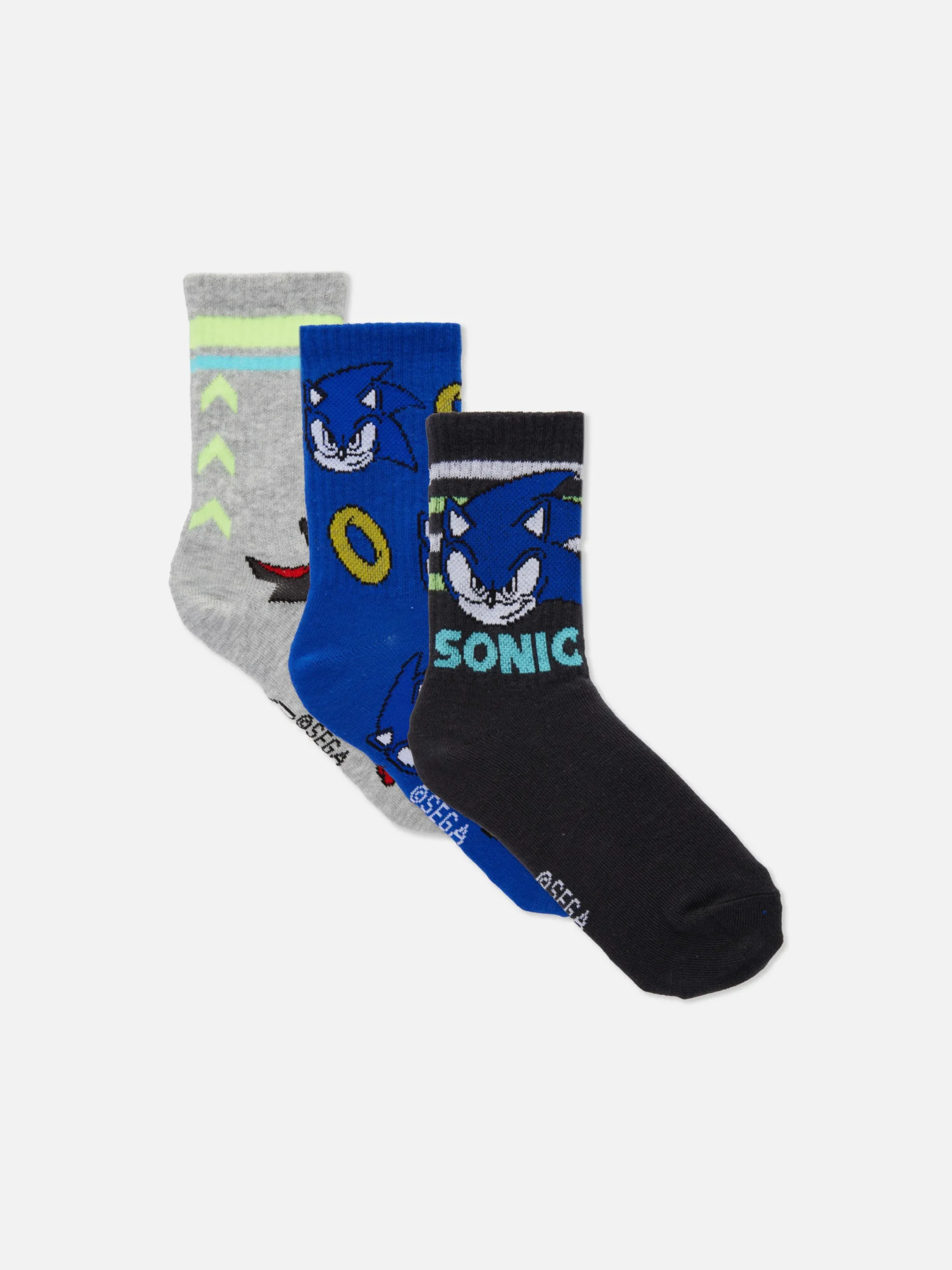 Chaussettes|Primark Lot De 3 Paires De Chaussettes Sonic Le Hérisson Bleu